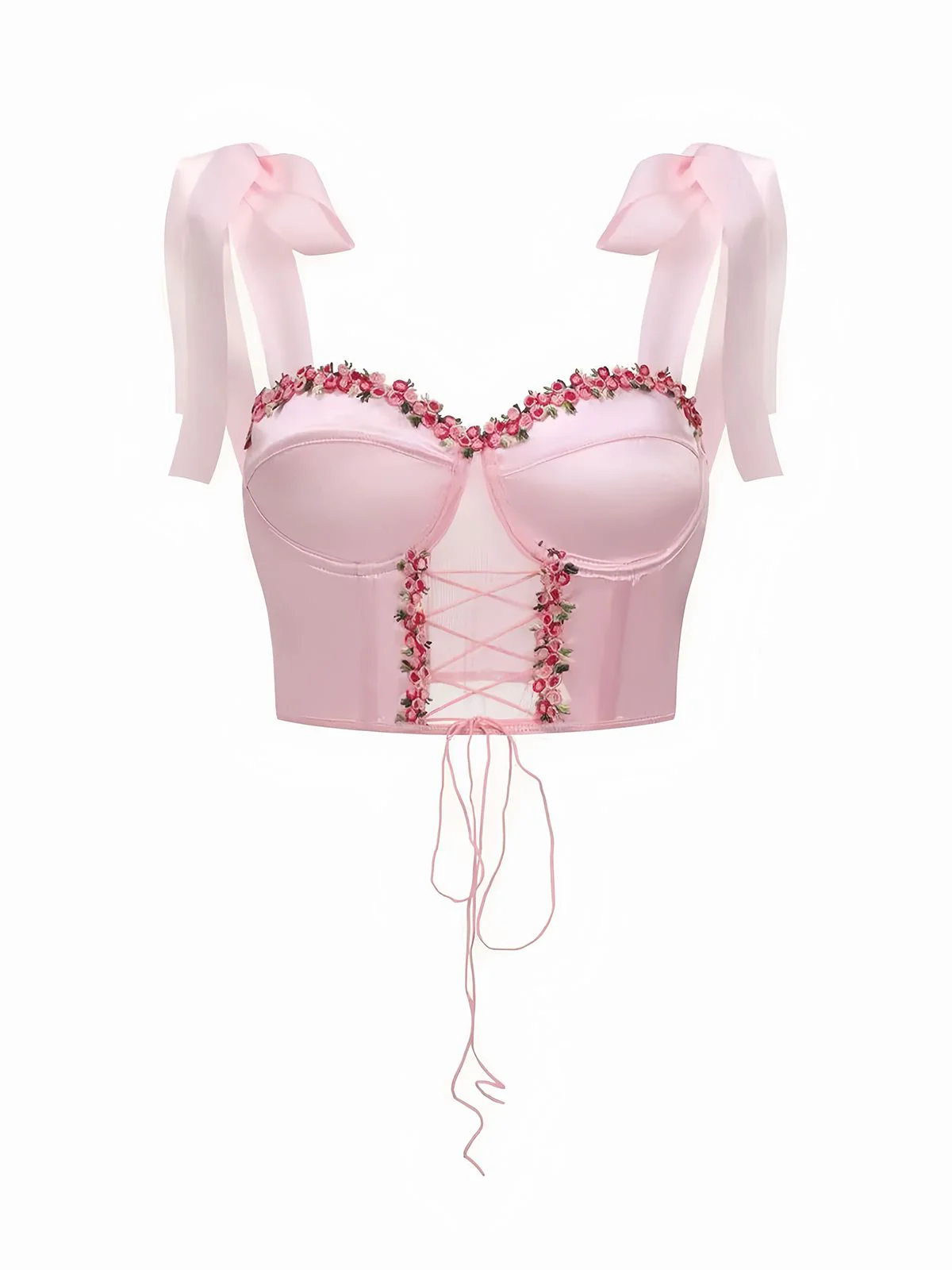 Pink 1960s Floral Lace Herringbone Top