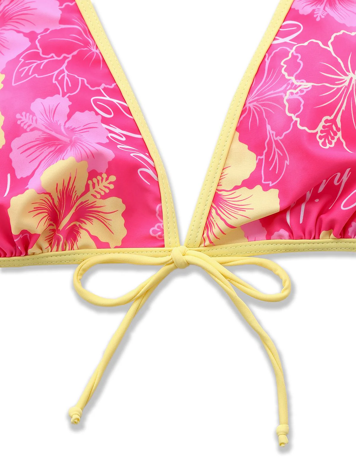 Pink 1960s Floral Print Tie-Front Layered Bikini Set - Image 4