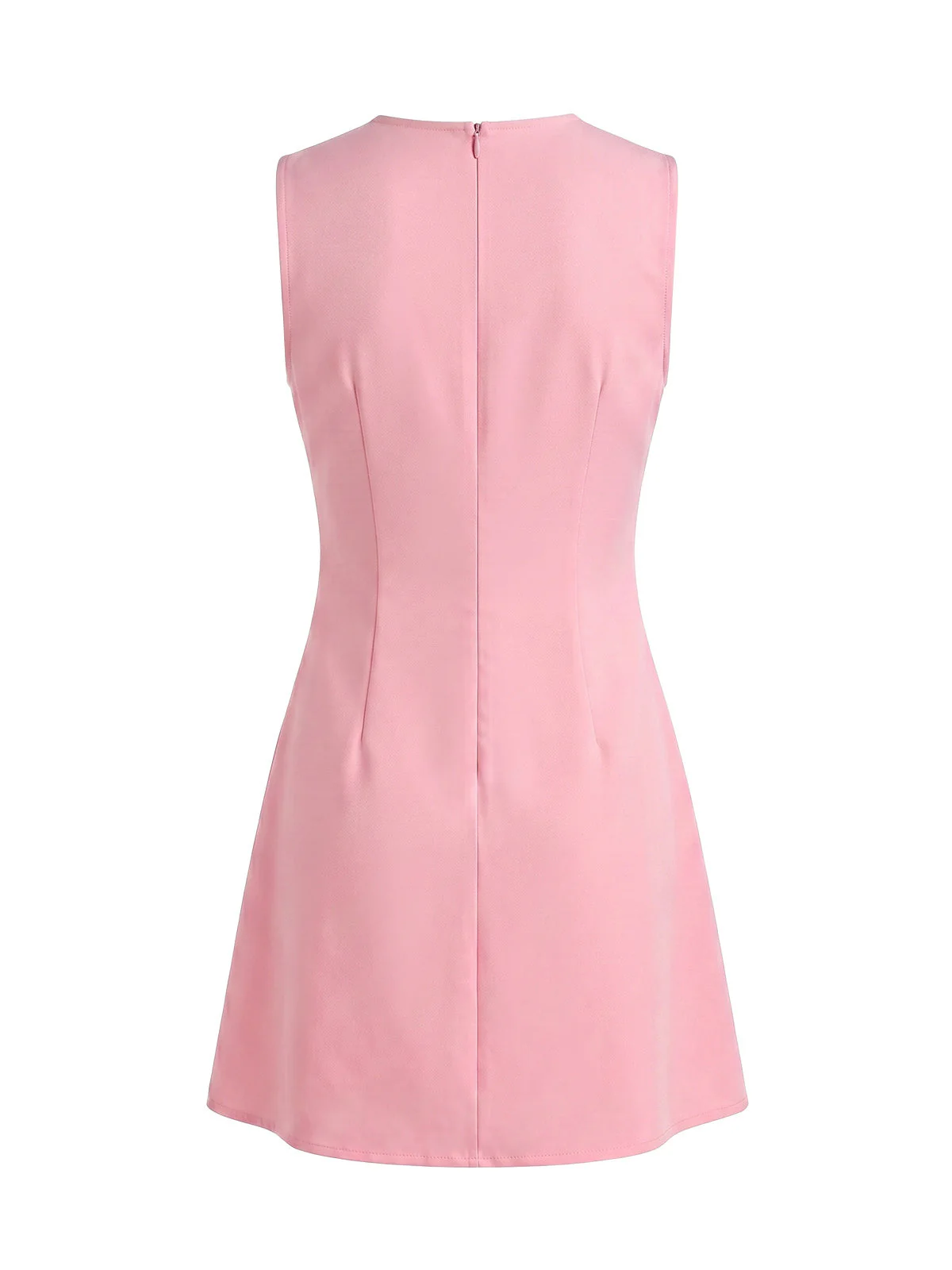 Pink 1960s Pearl Sleeveless Round Neck A-Line Dress - Image 5