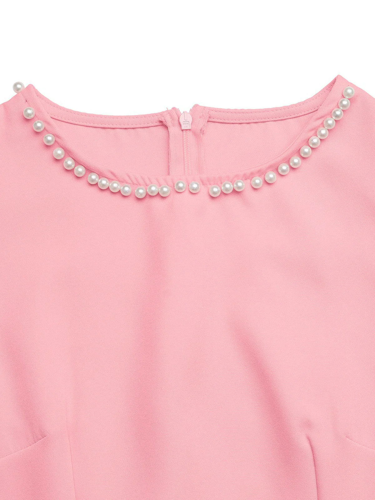 Pink 1960s Pearl Sleeveless Round Neck A-Line Dress - Image 6