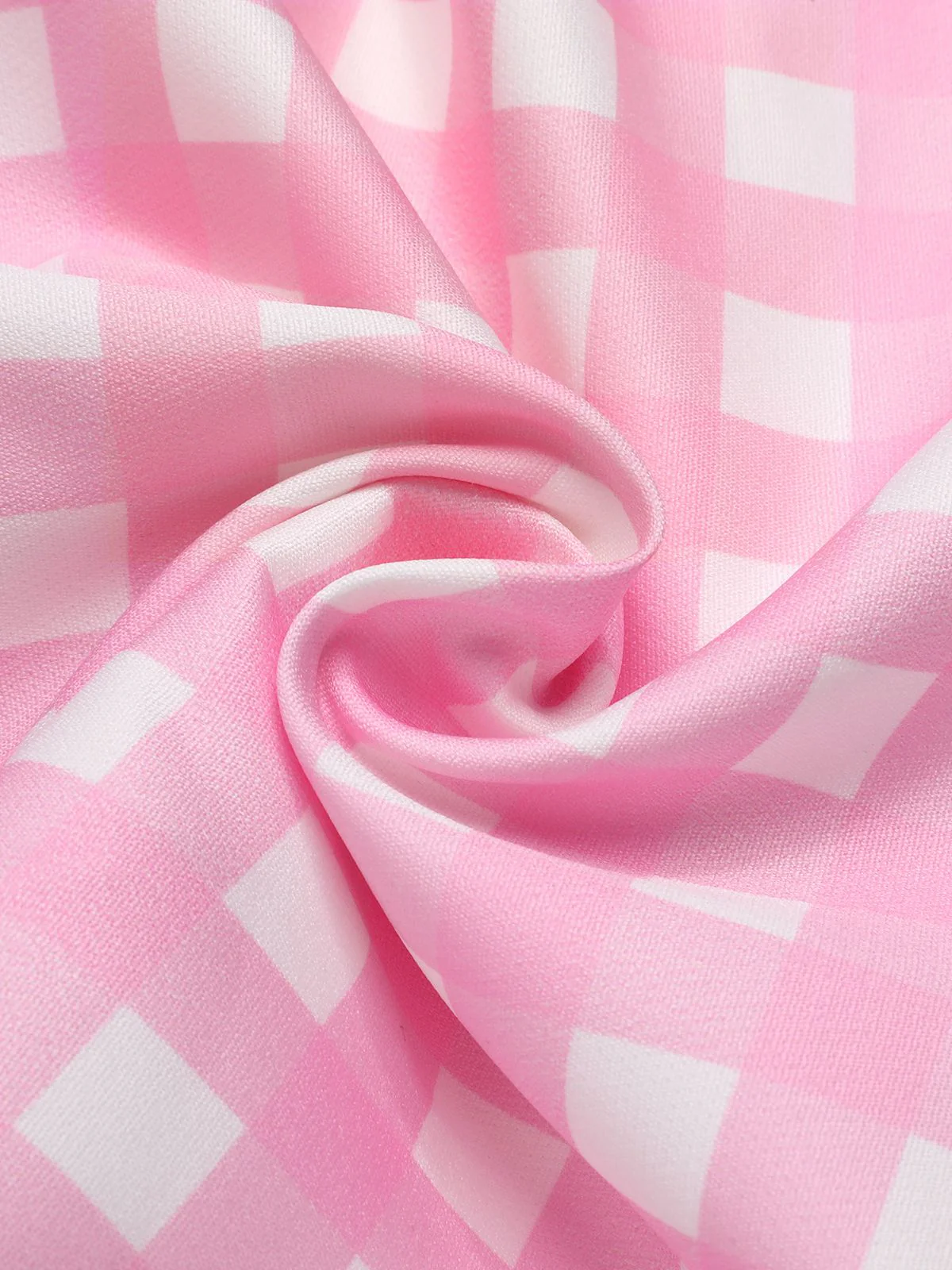 Pink 1960s Plaid Heart Slit Strap Dress - Image 7