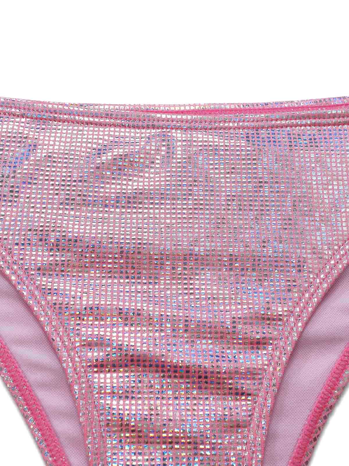 Pink 1960s Sequin Metallic Halter Bikini Set & Cover-up Skirt - Image 8