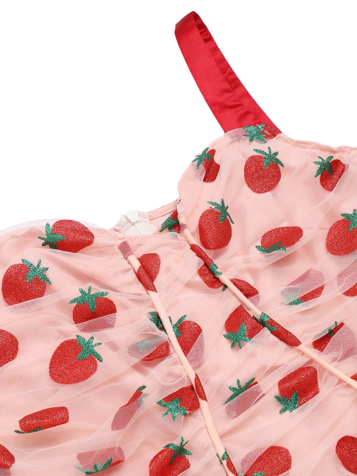 Pink 1960s Strawberry Drawstring Strap Pencil Dress - Image 5