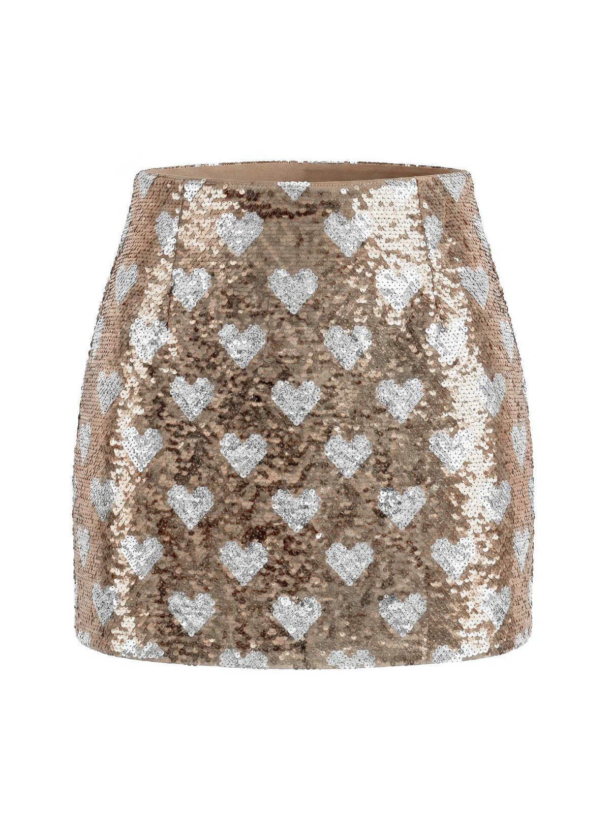 1970s Heart Sequined High Rise Bodycon Skirt
