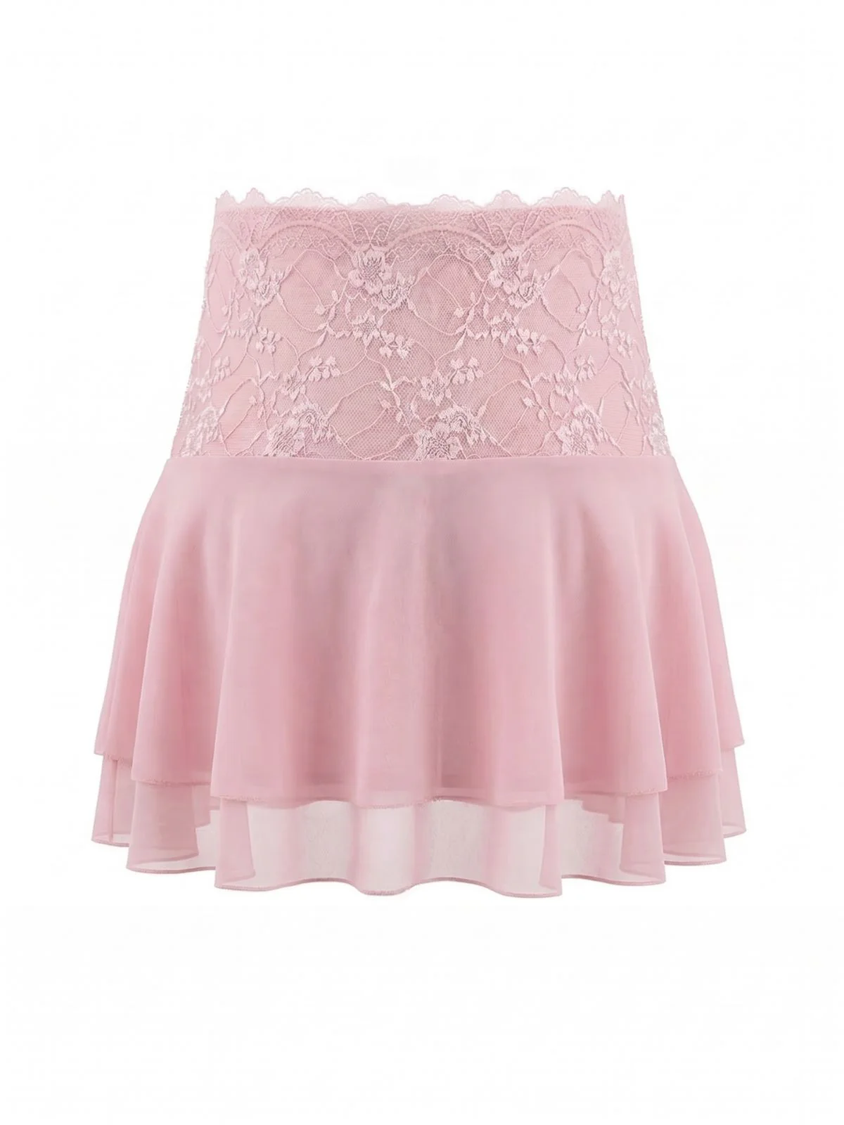 Pink 1980s Lace Embroidered Mini Skirt - Image 3