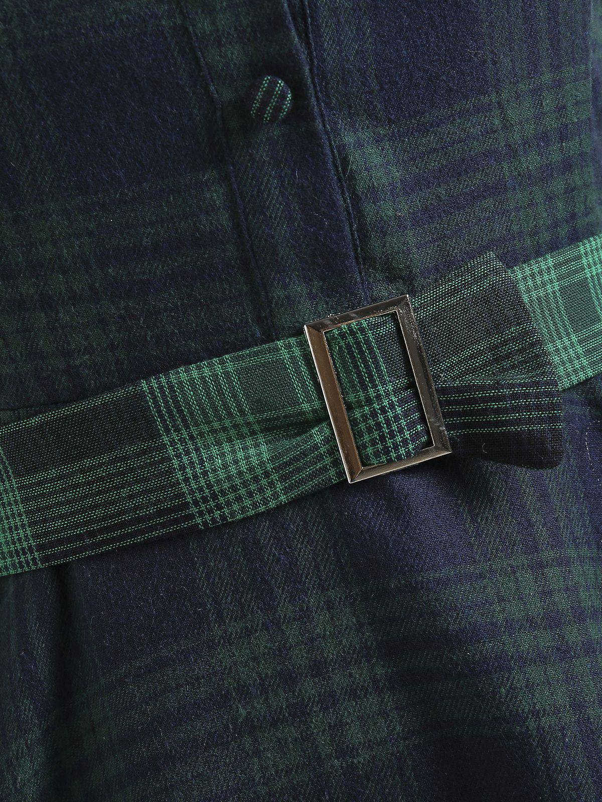 Plaids 1950s Buttoned Belted Swing Dress - Image 9