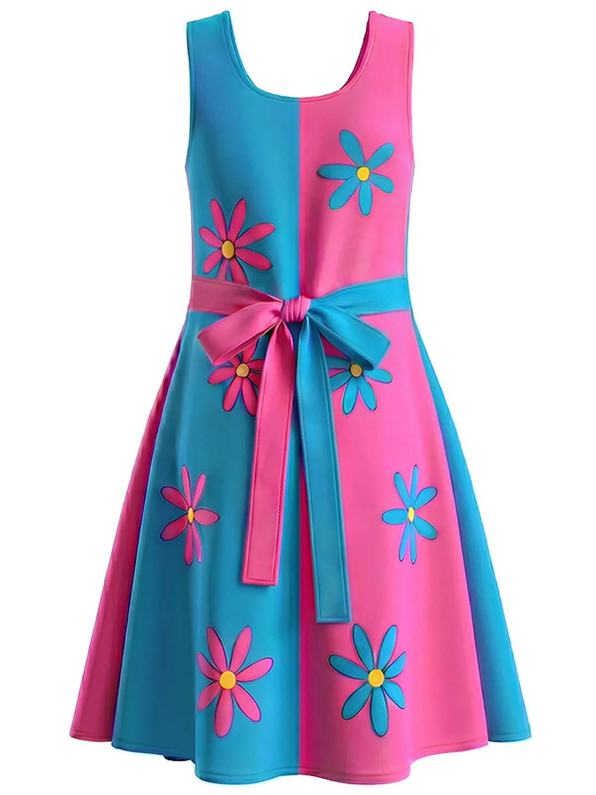 [Pre-Sale] [Plus Size] 1960s Daisy Floral Colorblock Two-Way Dress - Image 3