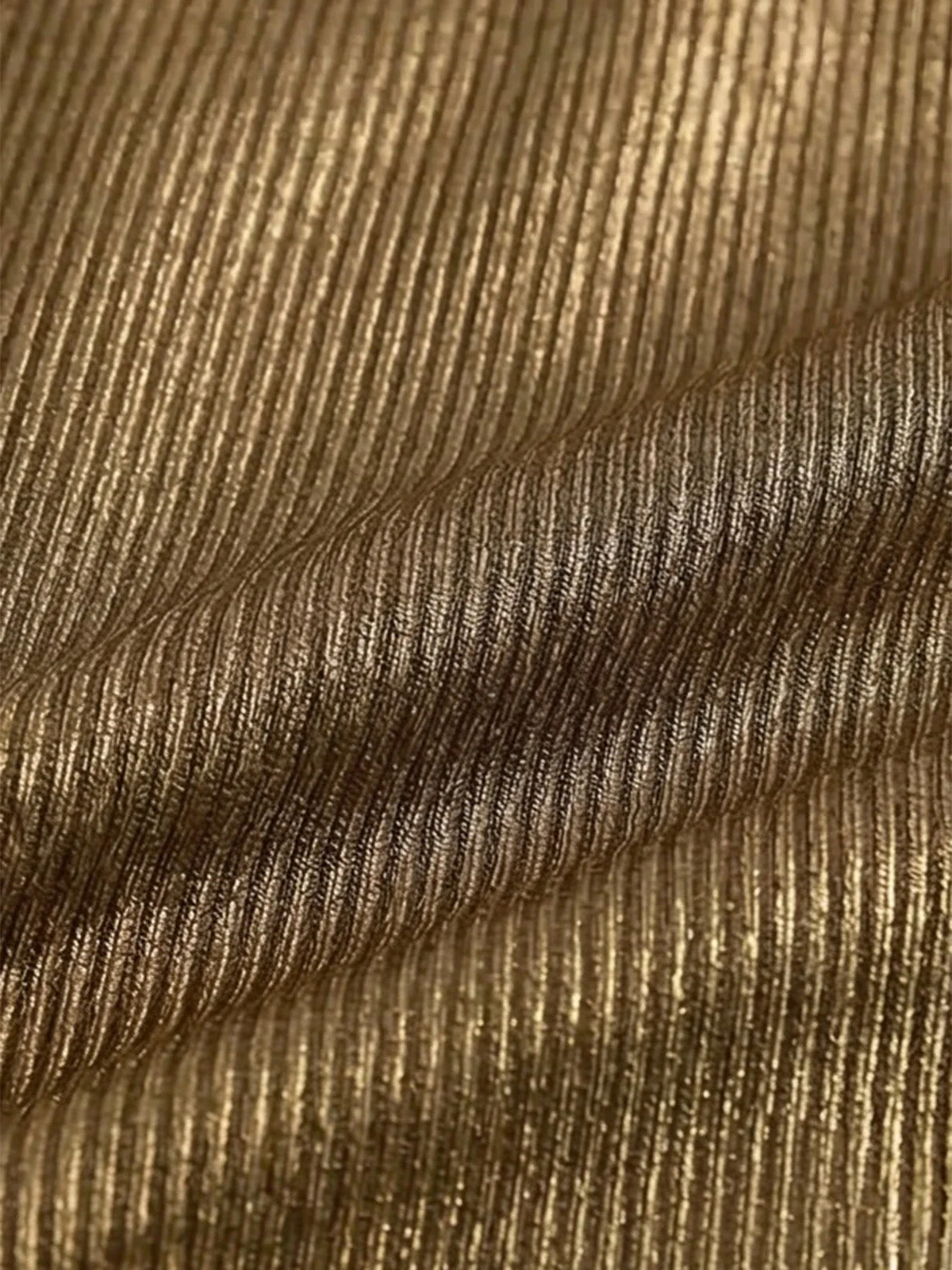 [Plus Size] Gold 1980s Solid Plunging Ruched Swimsuit - Image 6