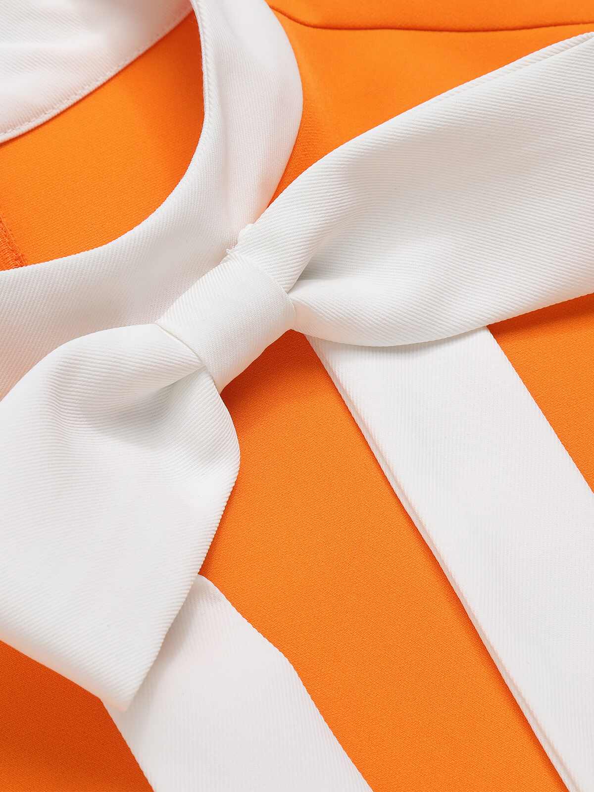 [Plus Size] Orange 1960s Bow Patchwork Sleeveless Dress - Image 5