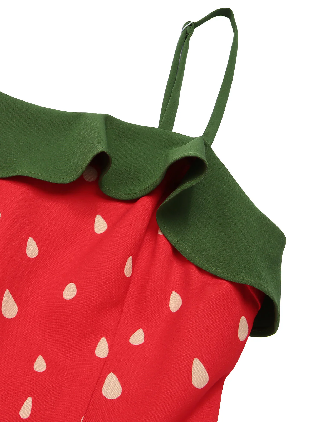 [Plus Size] Red 1950s Strawberry Ruffle Belt Dress - Image 4