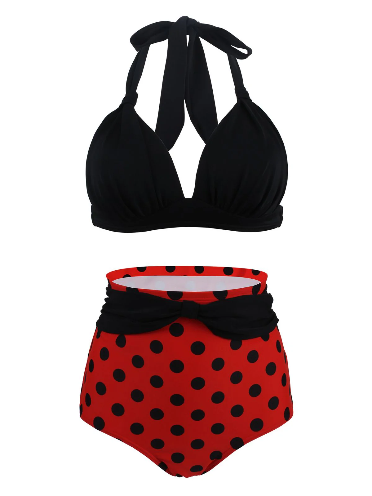 1950s Polka Dot Pleated Halter Bikini - Image 13