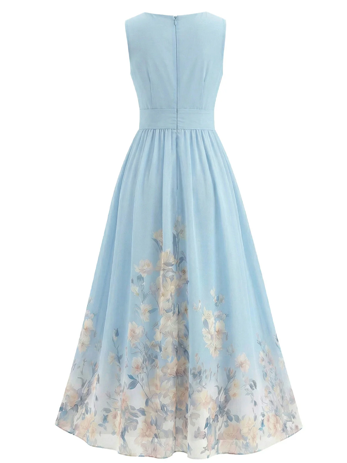 [Pre-Sale] 1940s Floral V-Neck Sleeveless Midi Dress - Image 2