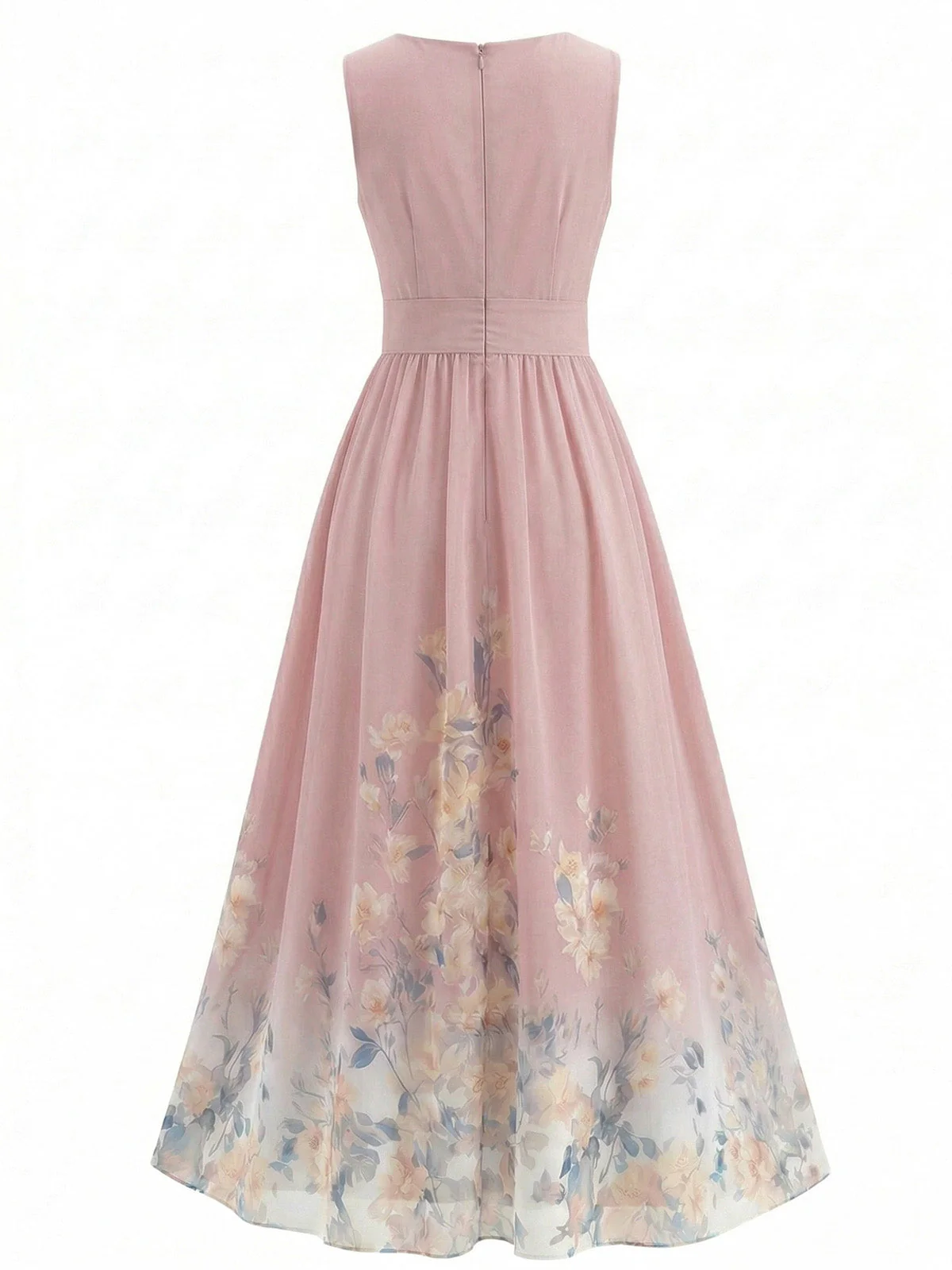 [Pre-Sale] 1940s Floral V-Neck Sleeveless Midi Dress - Image 6
