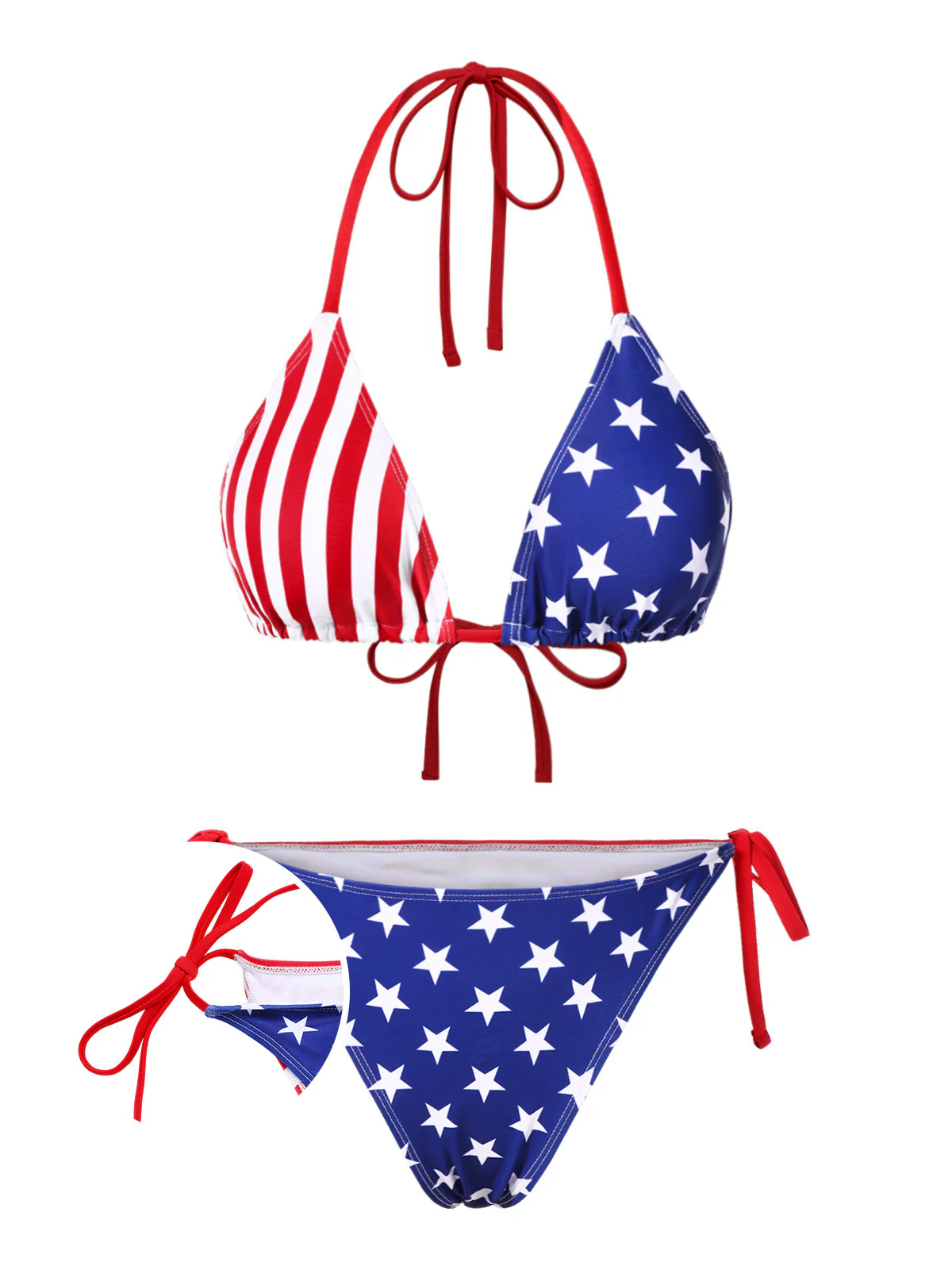 [Pre-Sale] 1960s Halter Contrast Stripes Stars Bikini - Image 2