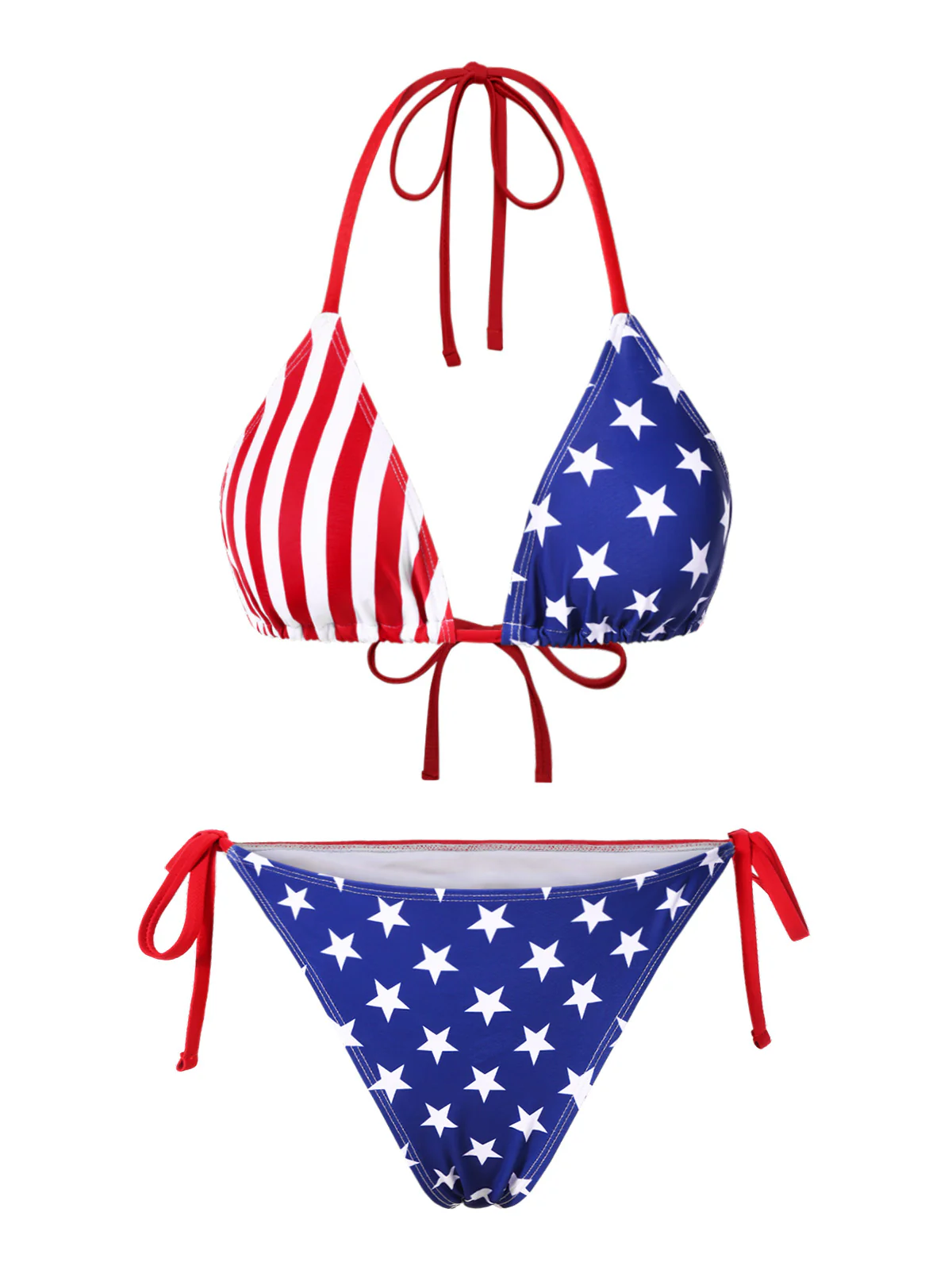 [Pre-Sale] 1960s Halter Contrast Stripes Stars Bikini - Image 3