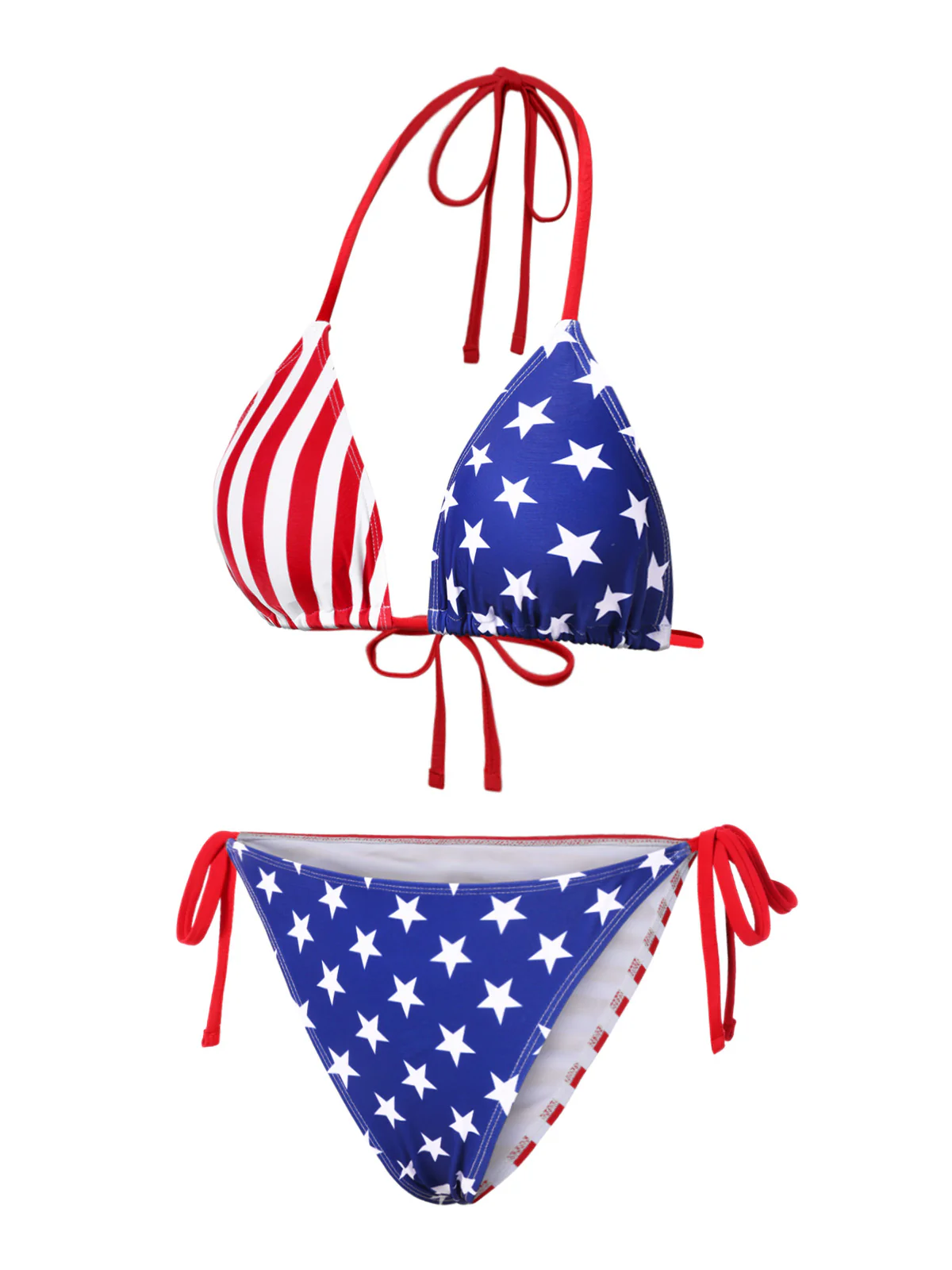[Pre-Sale] 1960s Halter Contrast Stripes Stars Bikini - Image 4