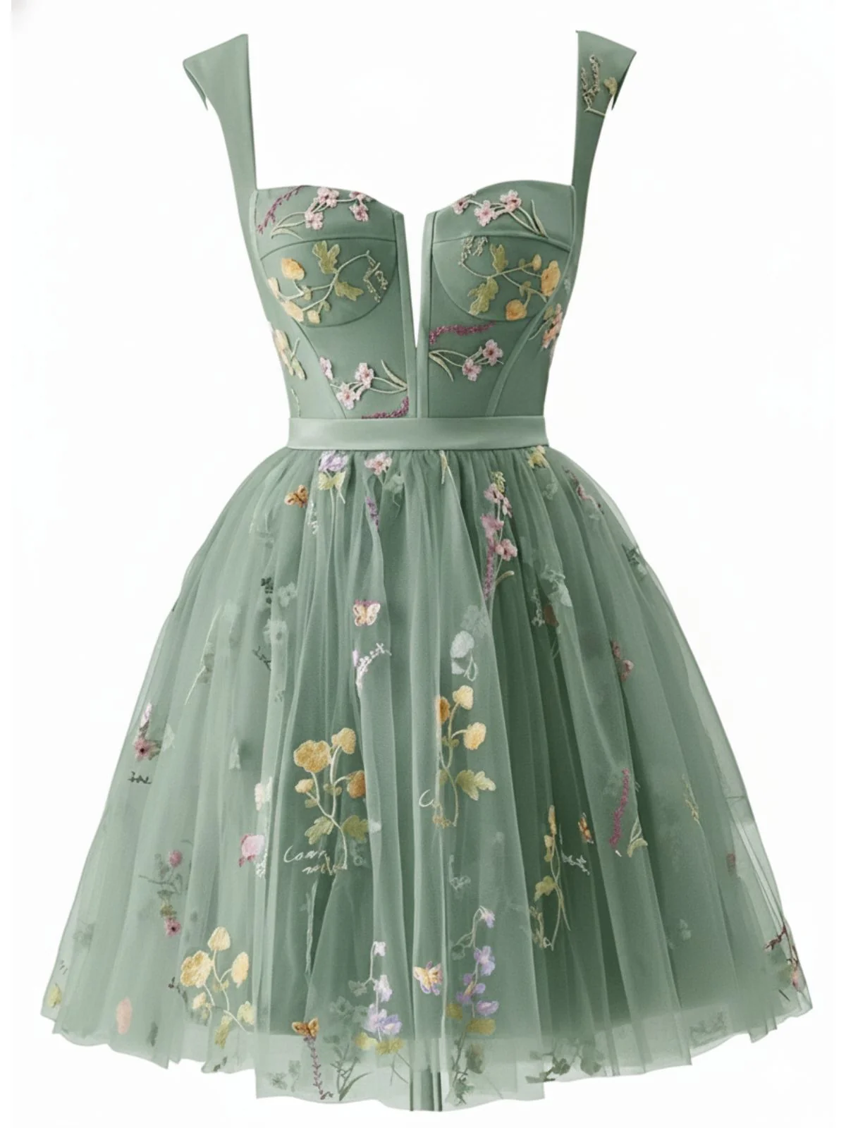 1970s Embroidered Floral Lace Mini Dress