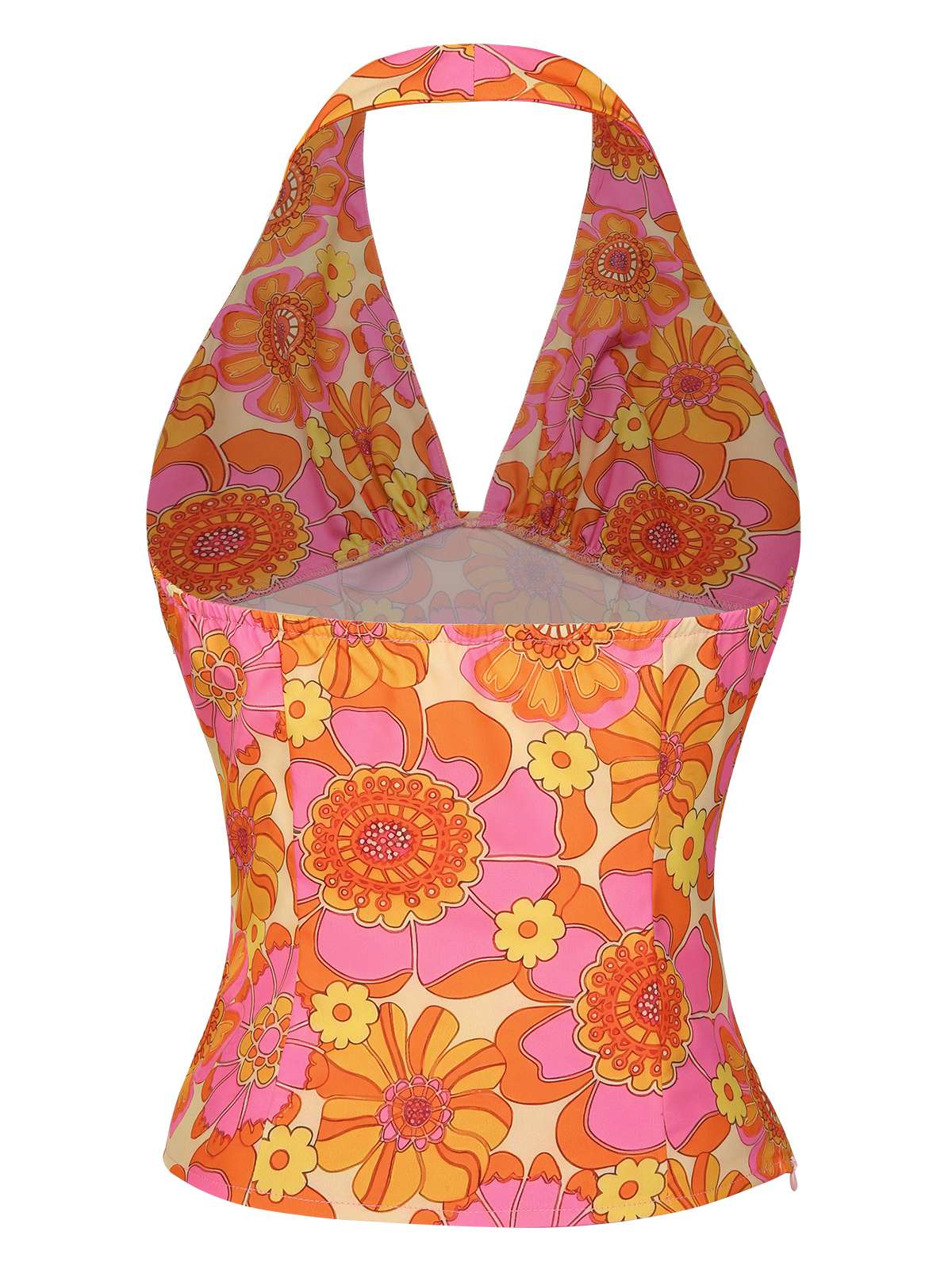 2PCS 1960s Floral Halter Top & Solid Skirt - Image 7