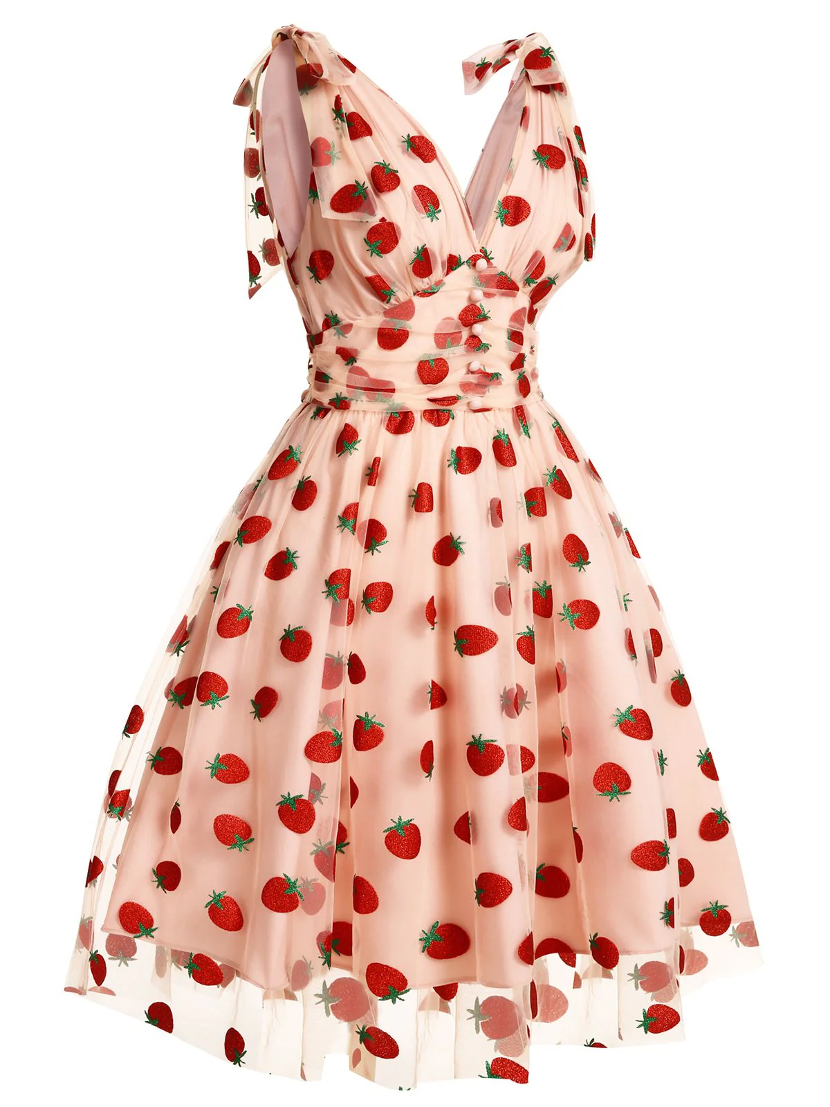 Green 1950s Daisy Mesh Swing Dress - Image 12