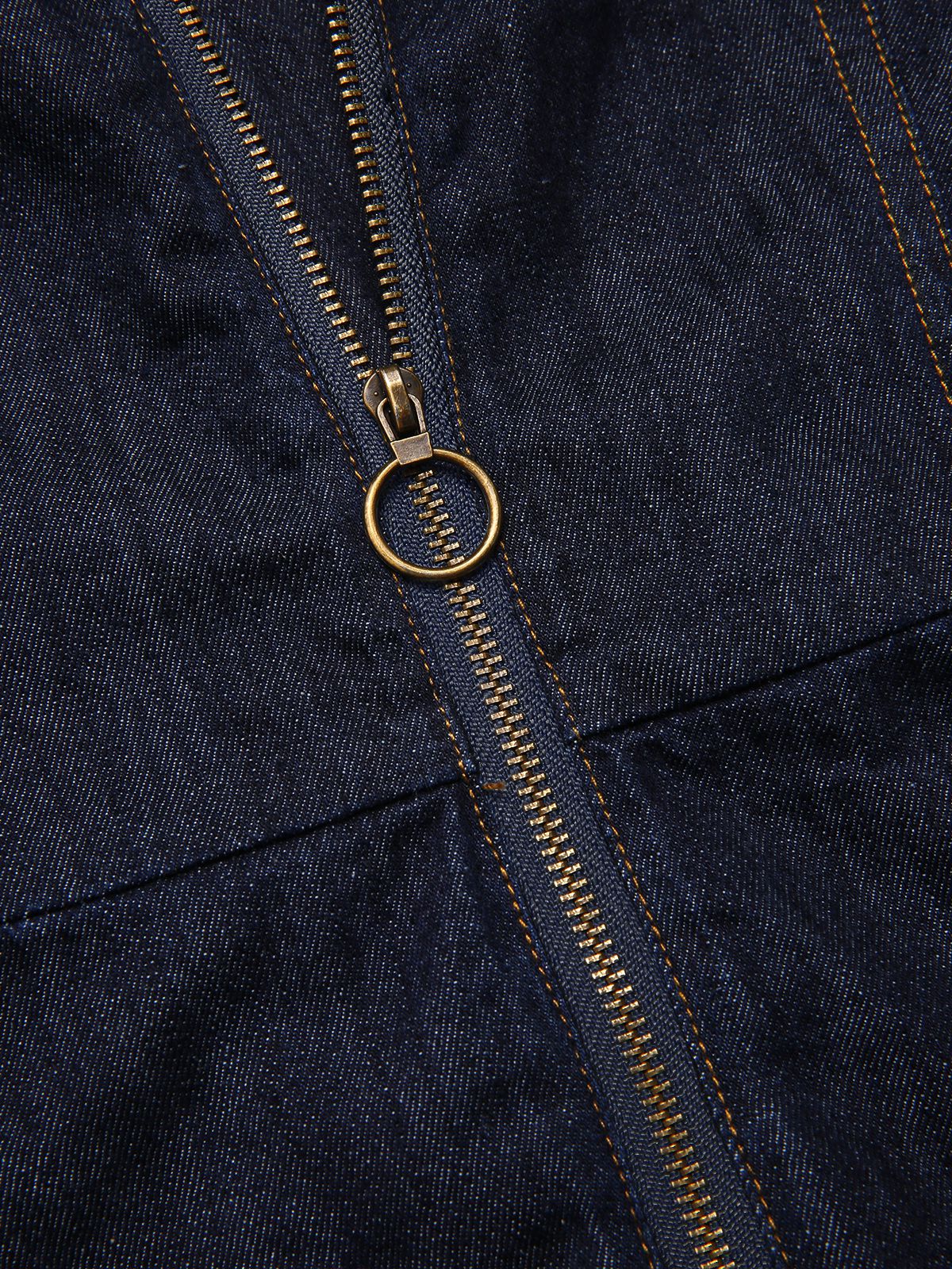 Blue 1970s Denim Collar Belted Flared Jumpsuit - Image 7