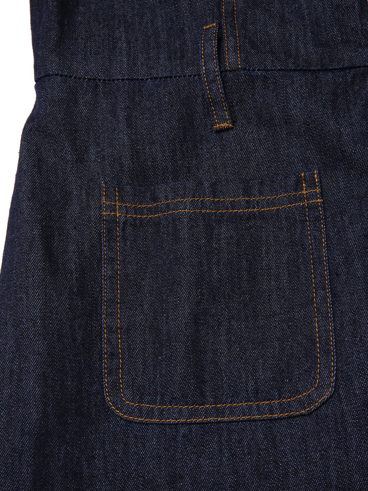 Blue 1970s Denim Collar Belted Flared Jumpsuit - Image 8