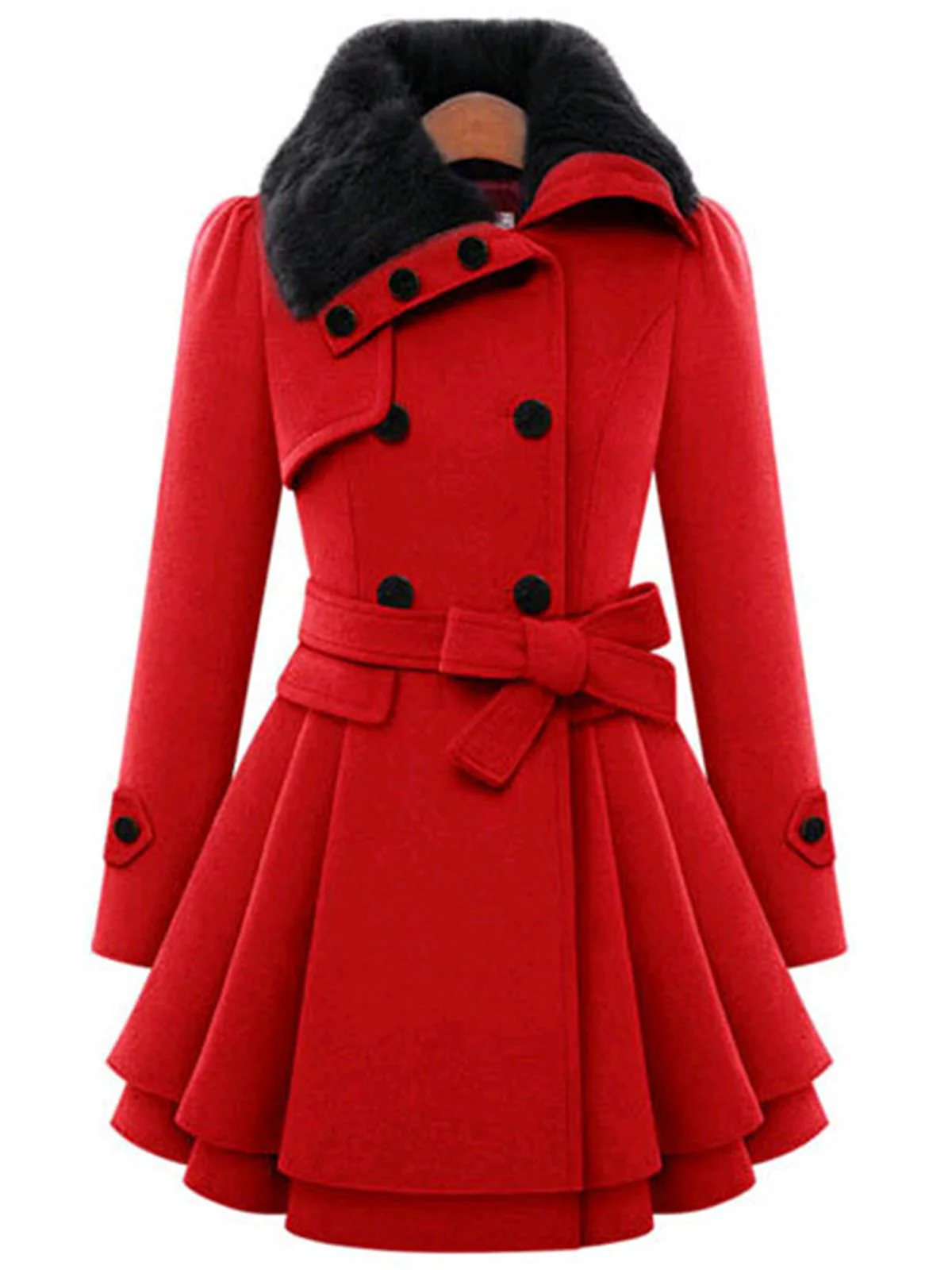 1950s Fur Collar Waisted Winter Coat - Image 9
