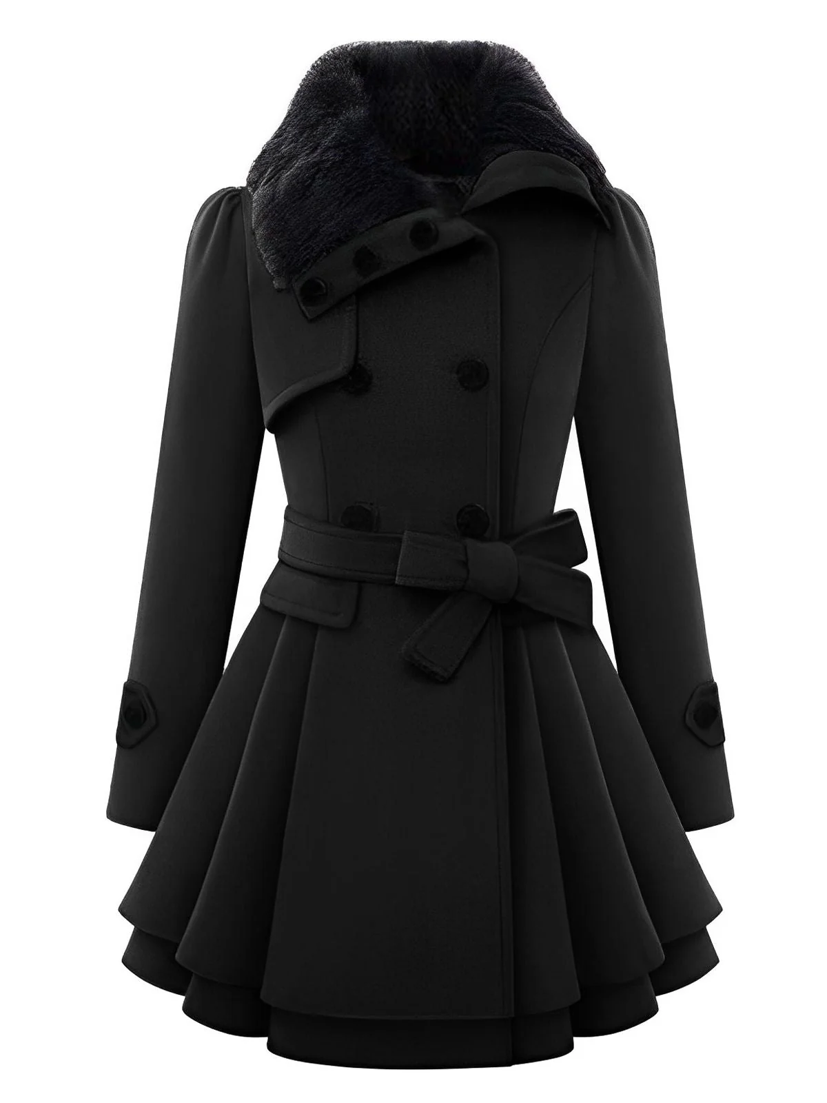 1950s Fur Collar Waisted Winter Coat - Image 9