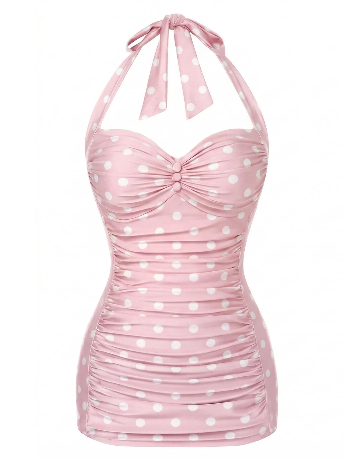 [Pre-Sale] Mint 1950s Polka Dots Gathered Halter Swimsuit - Image 13