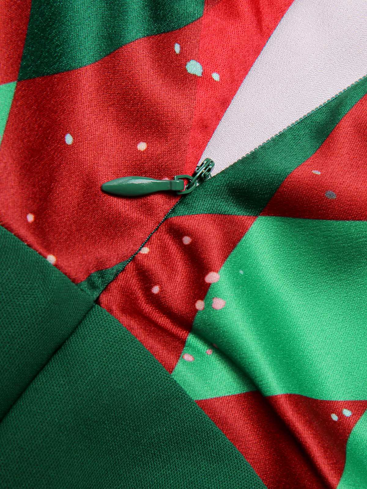 Green 1930s Christmas Plaid Lace Patchwork Jumpsuit - Image 6