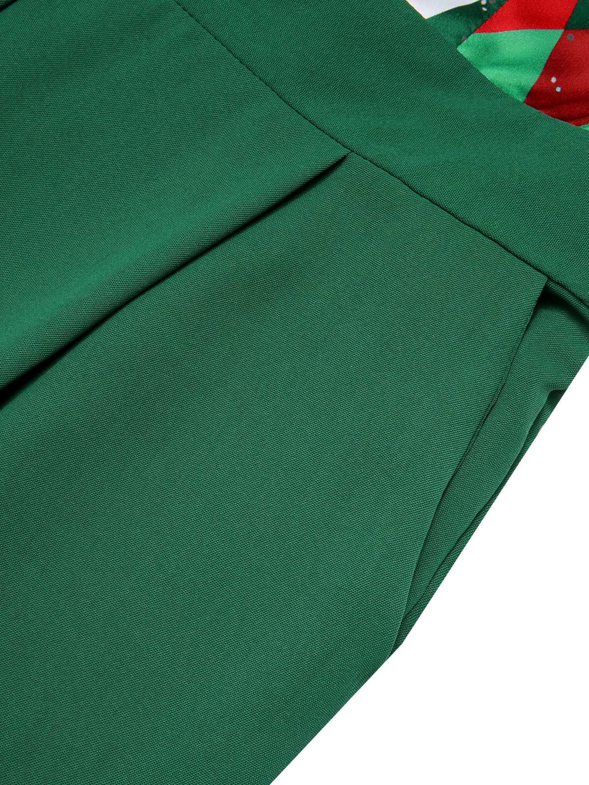Green 1930s Christmas Plaid Lace Patchwork Jumpsuit - Image 7