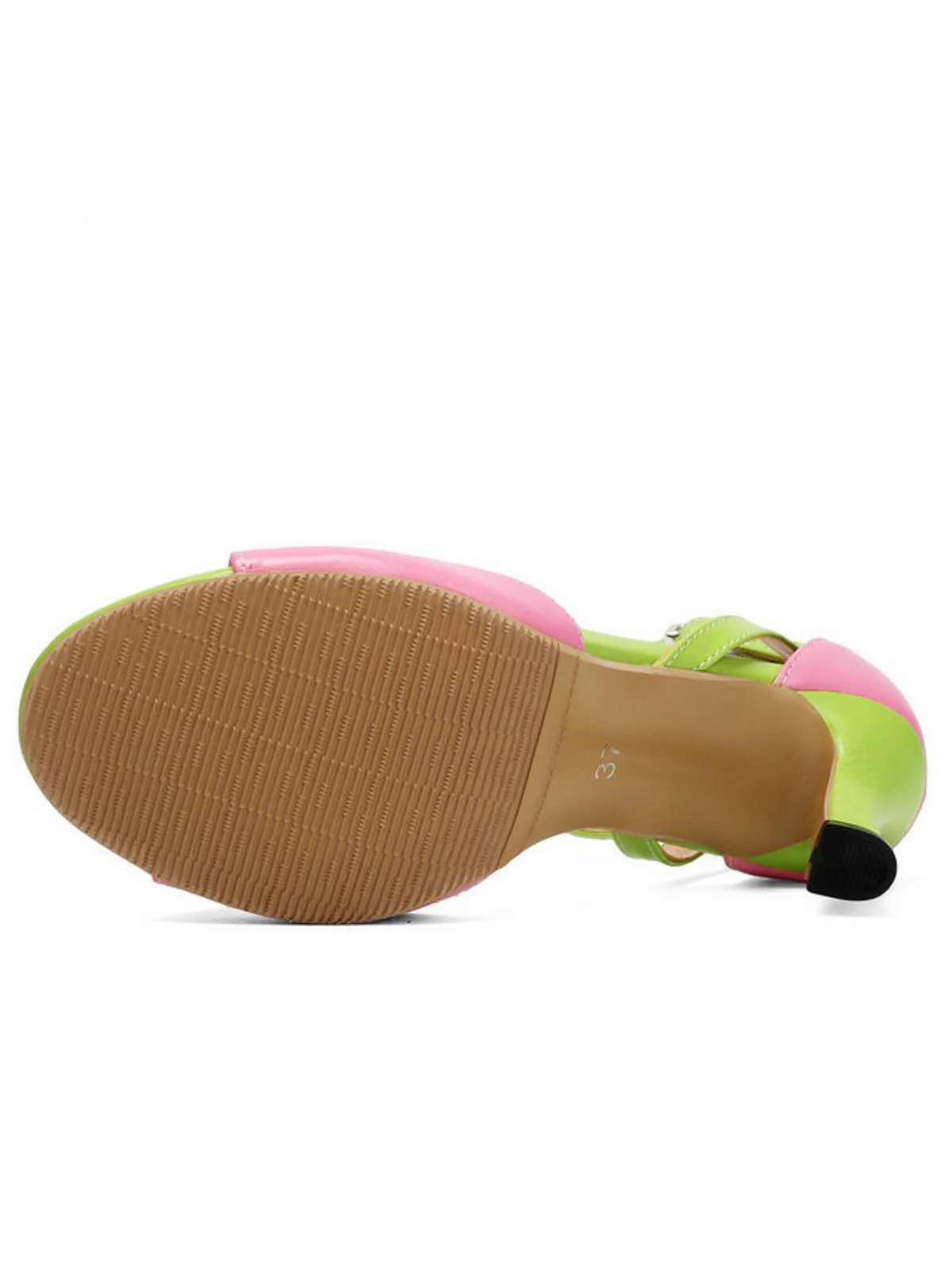 PU ColorBlock Bow Buckle Kitten Heel Sandals - Image 7
