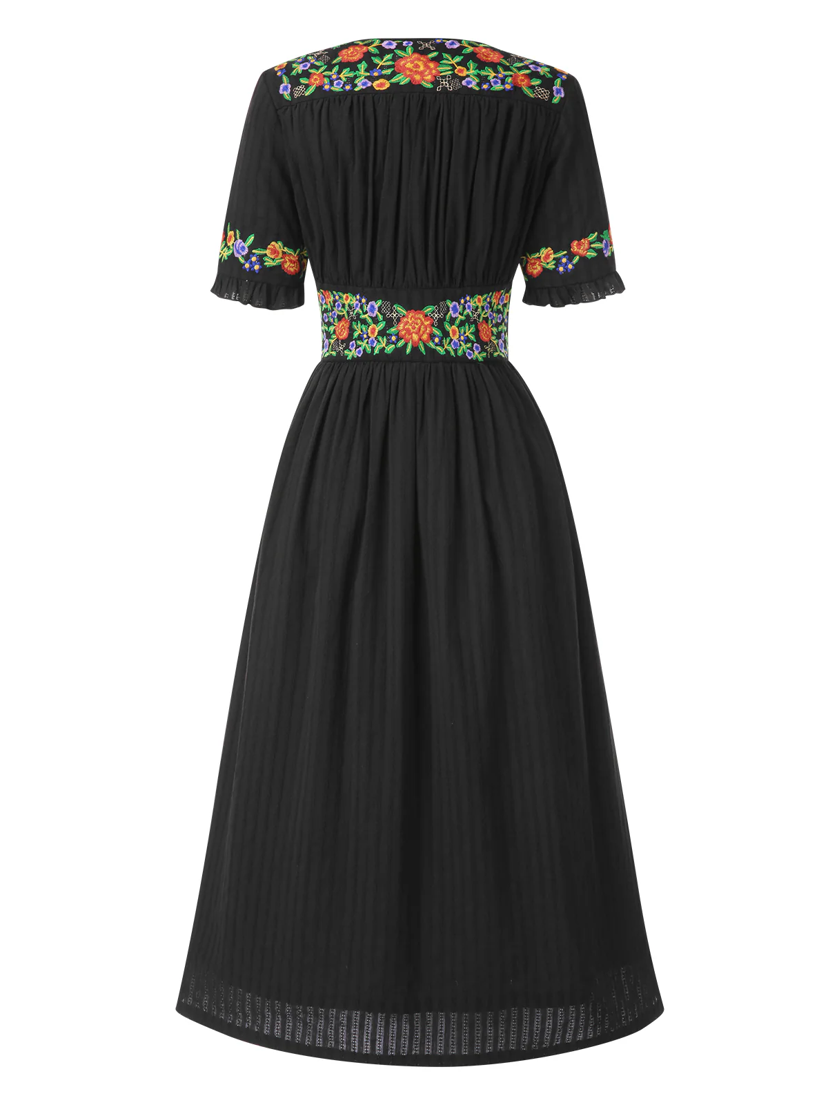 Pure Cotton Beige 1940s V-Neck Floral Dress - Image 13