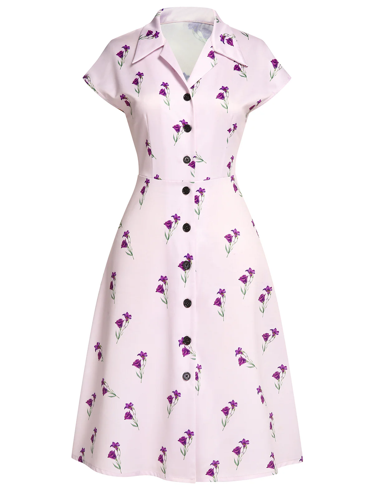 Purple 1940s Petunia Lapel Dress - Image 2