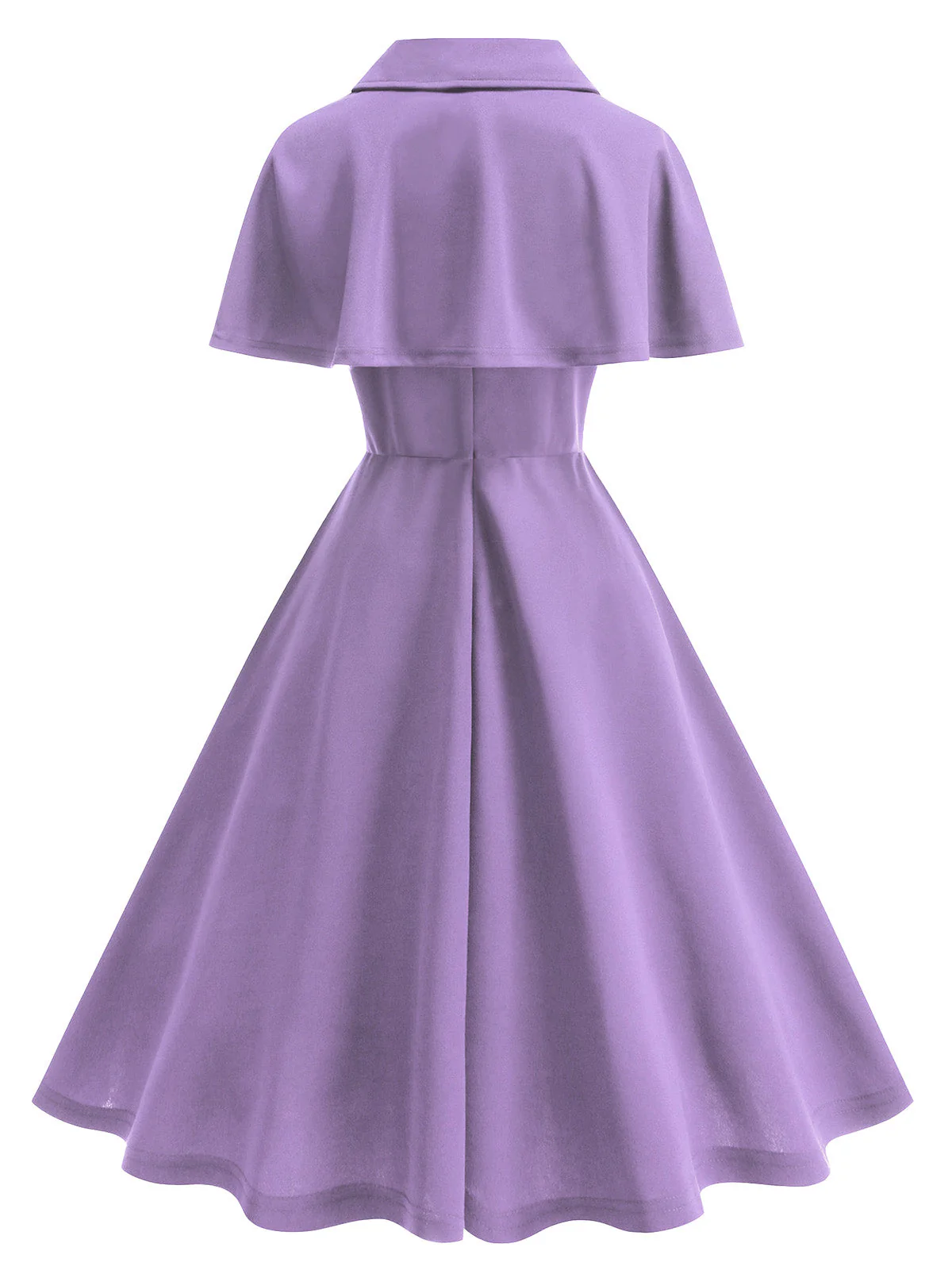 Purple 1950s Solid Lapel A-Line Dress & Cape - Image 2