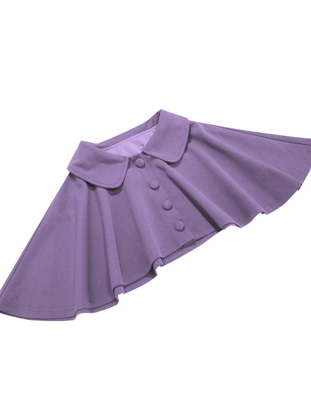 Purple 1950s Solid Lapel A-Line Dress & Cape - Image 4