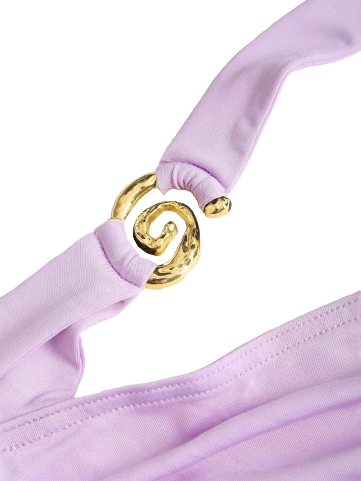 Purple 1960s Backless Ruffle Metal Detail Cake Dress - Image 5