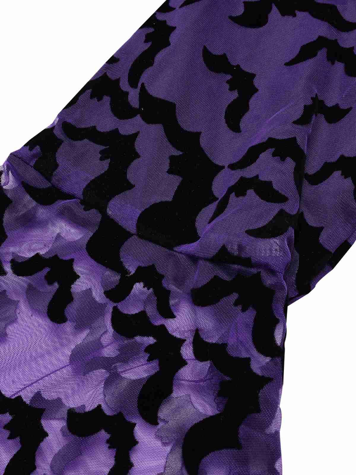 Purple 1960s Bats Mesh Bell Sleeves Dress - Image 9