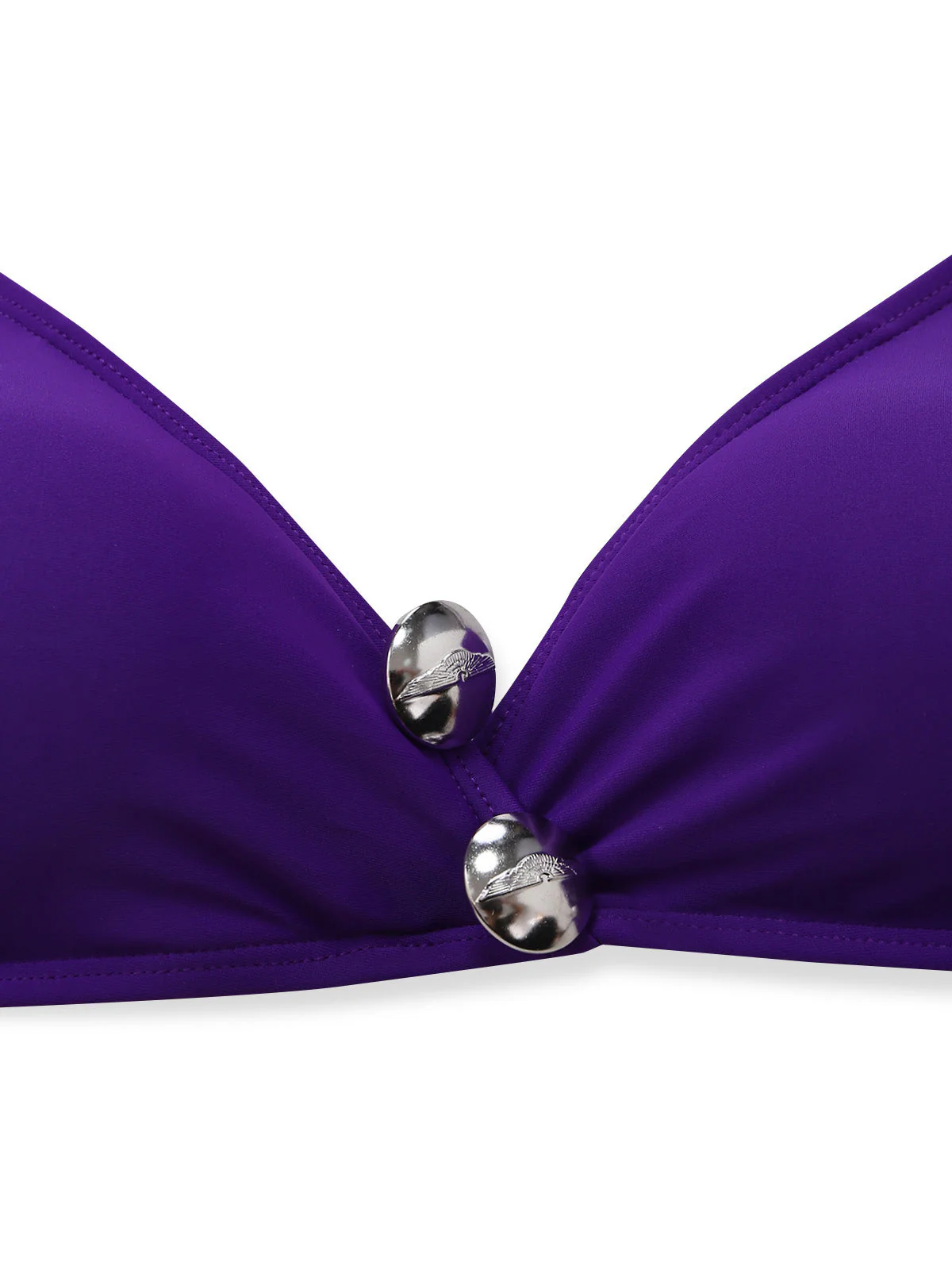 Purple 1980s Solid Lace-Up Halter Bikini Set - Image 4