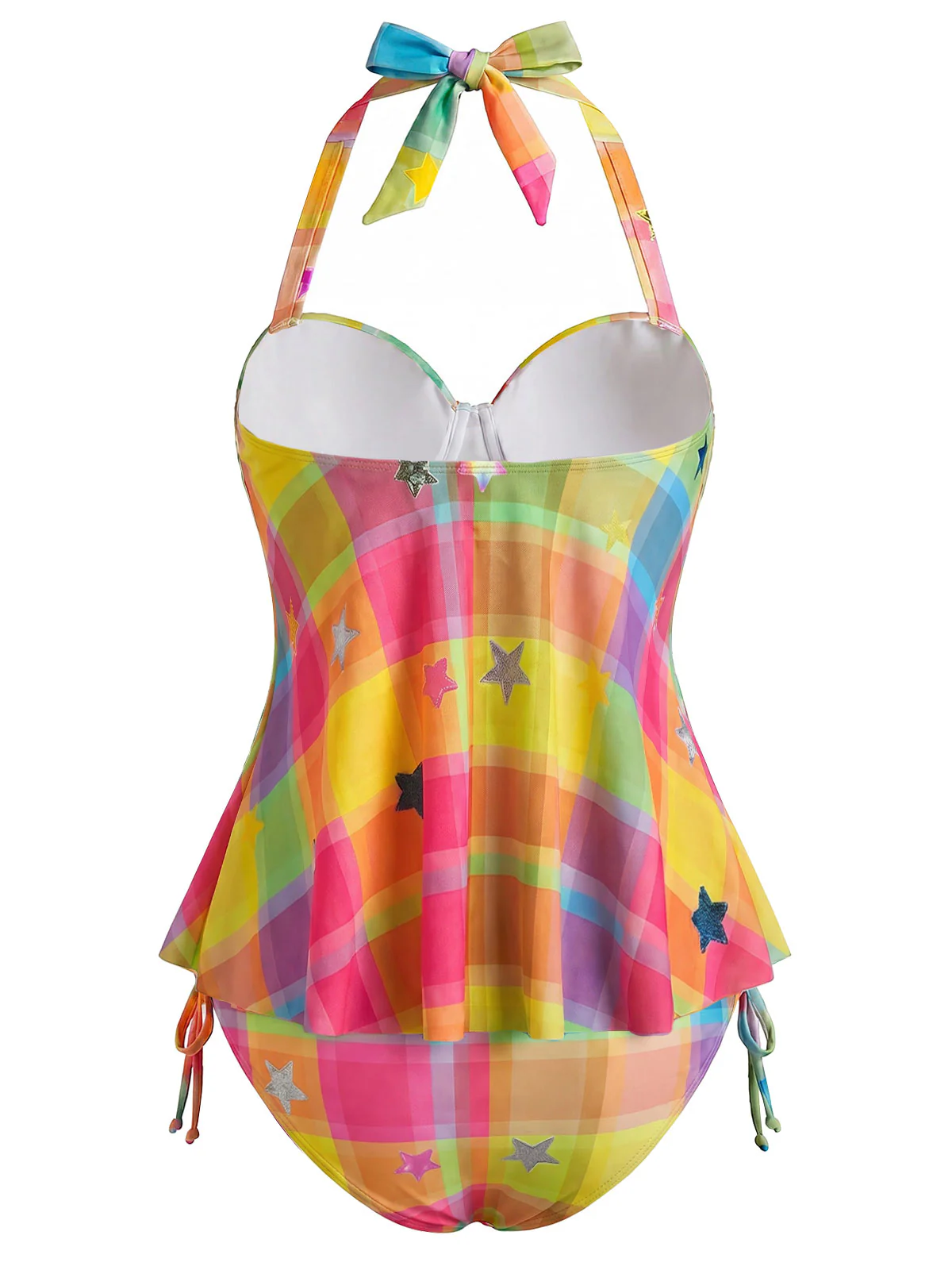 [Pre-Sale] Rainbow 1970s Plaid Star Halter Tankini Set - Image 5