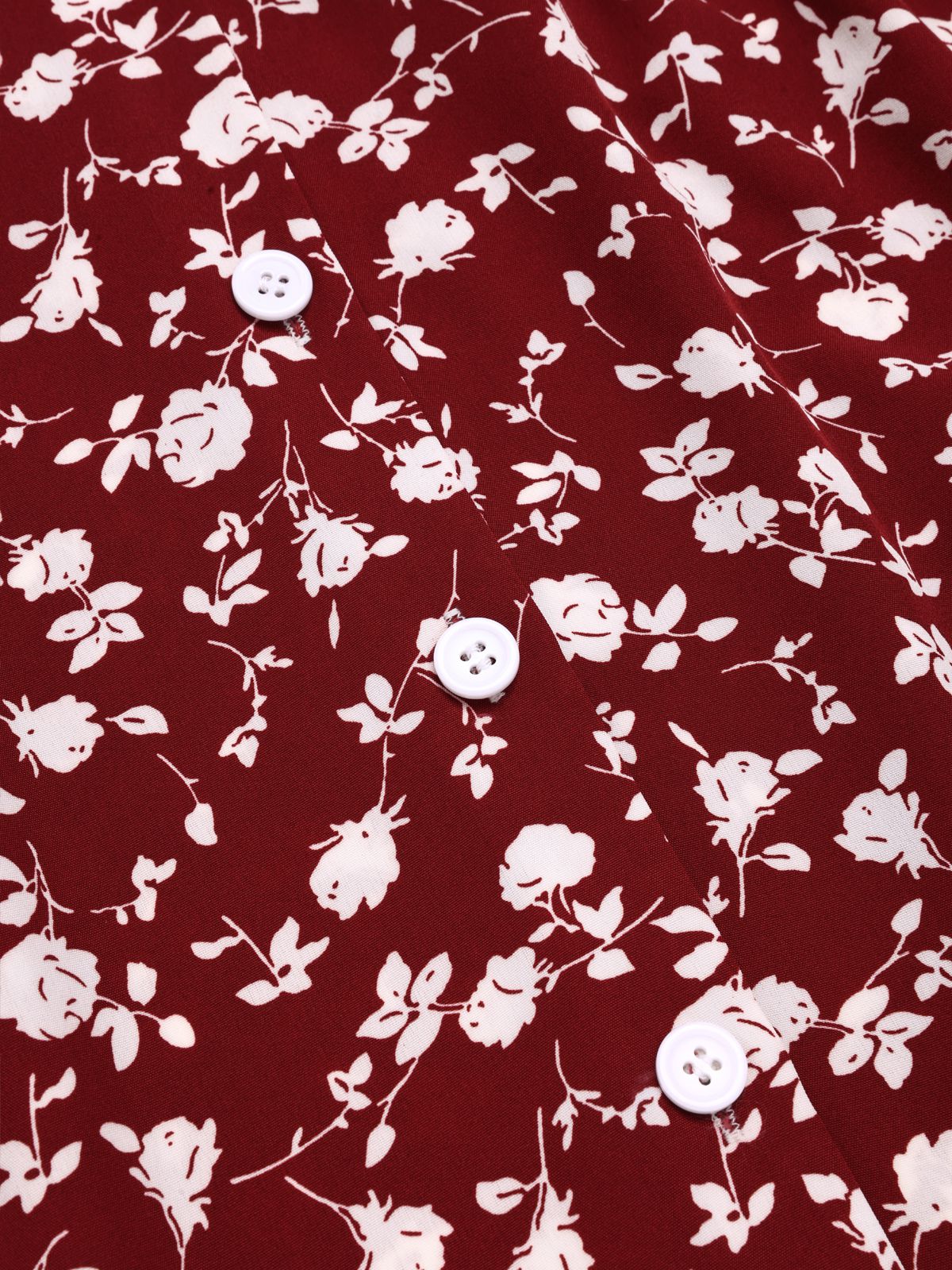 Red 1940s Lapel Buttons Ditsy Floral Dress - Image 6