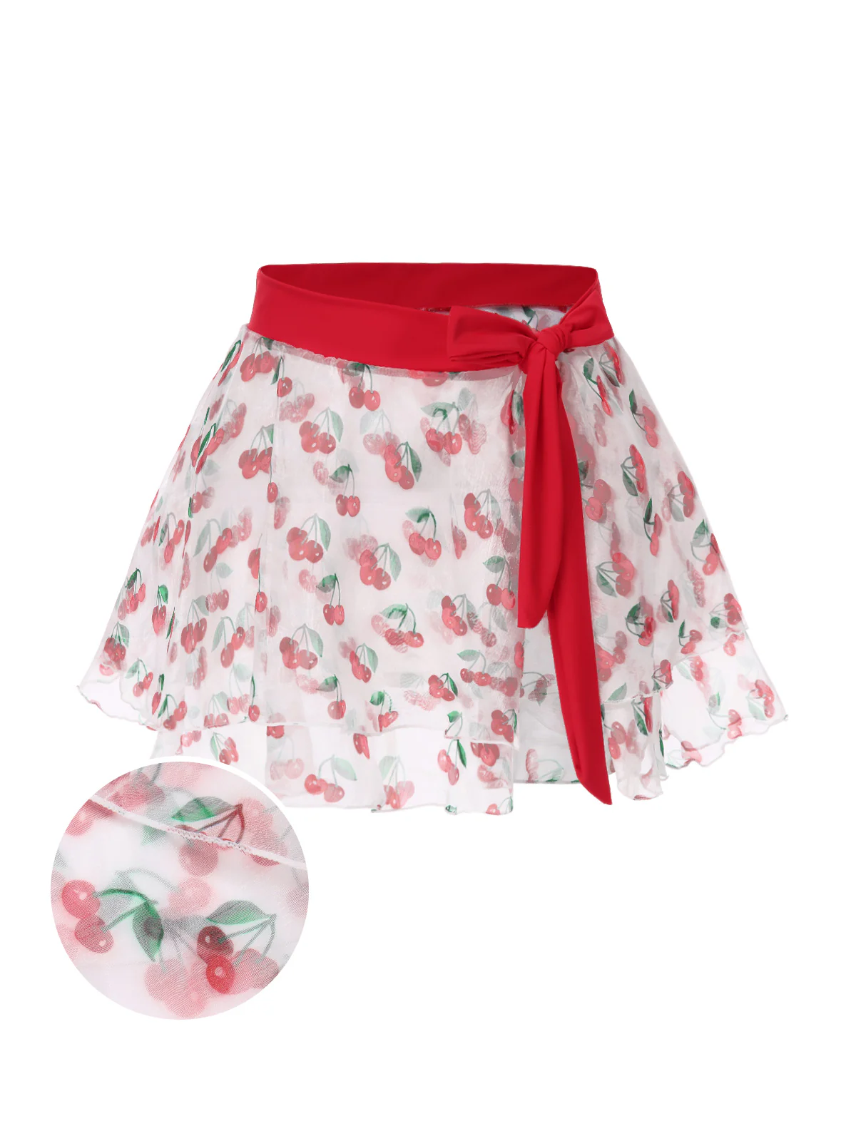 Red 1950s Cherry Tie Waist Cover Up