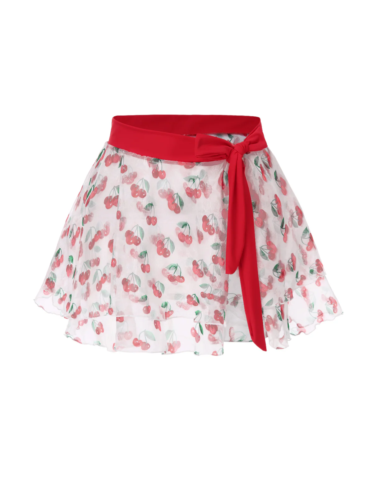 Red 1950s Cherry Tie Waist Cover Up - Image 2