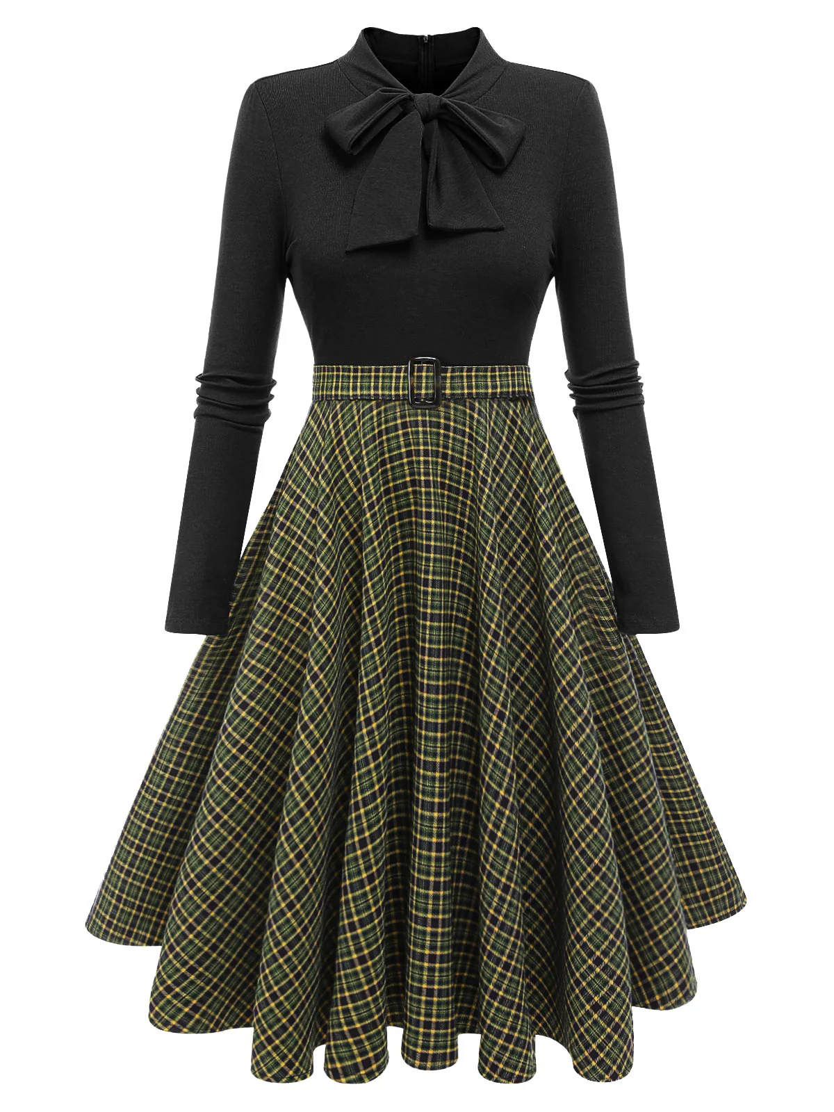 Red 1950s Plaid Knitting Dress - Image 11