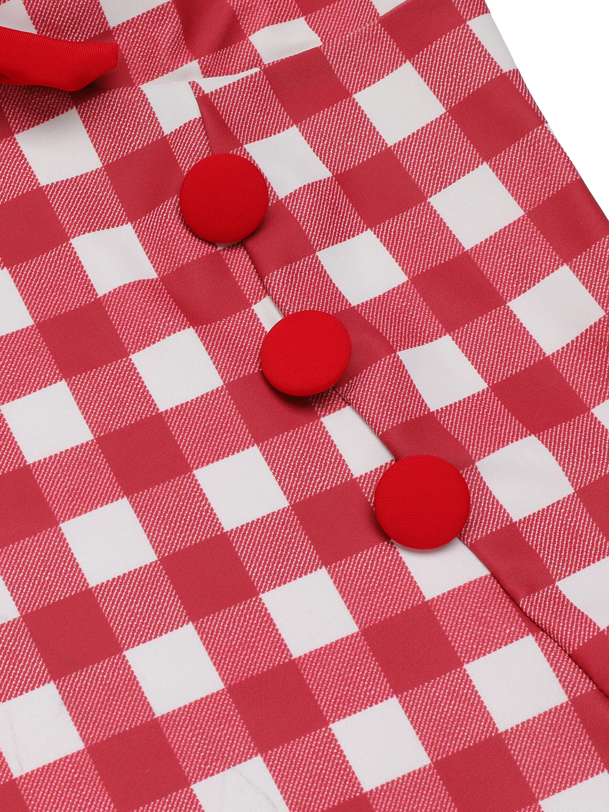 Red 1950s Plaids Added Bowknot Swimsuit - Image 6