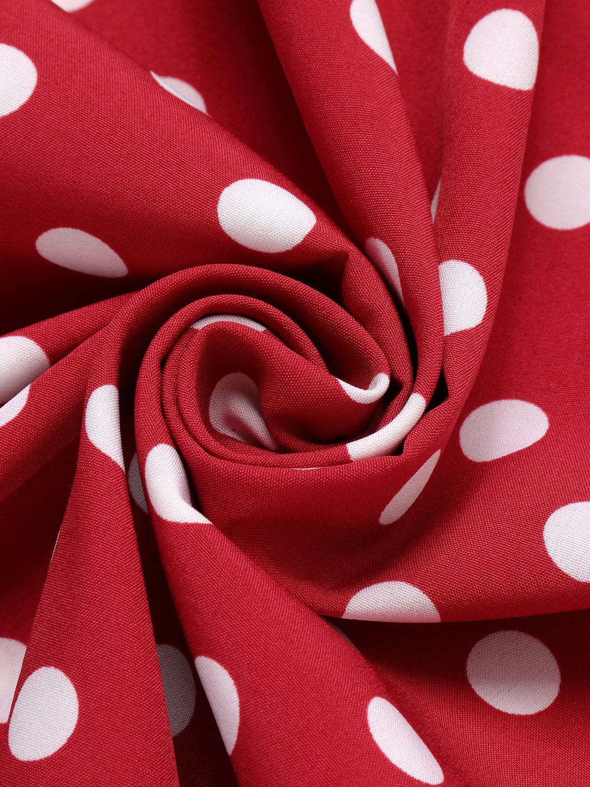 Red 1950s Polka Dot Halter Dress - Image 6