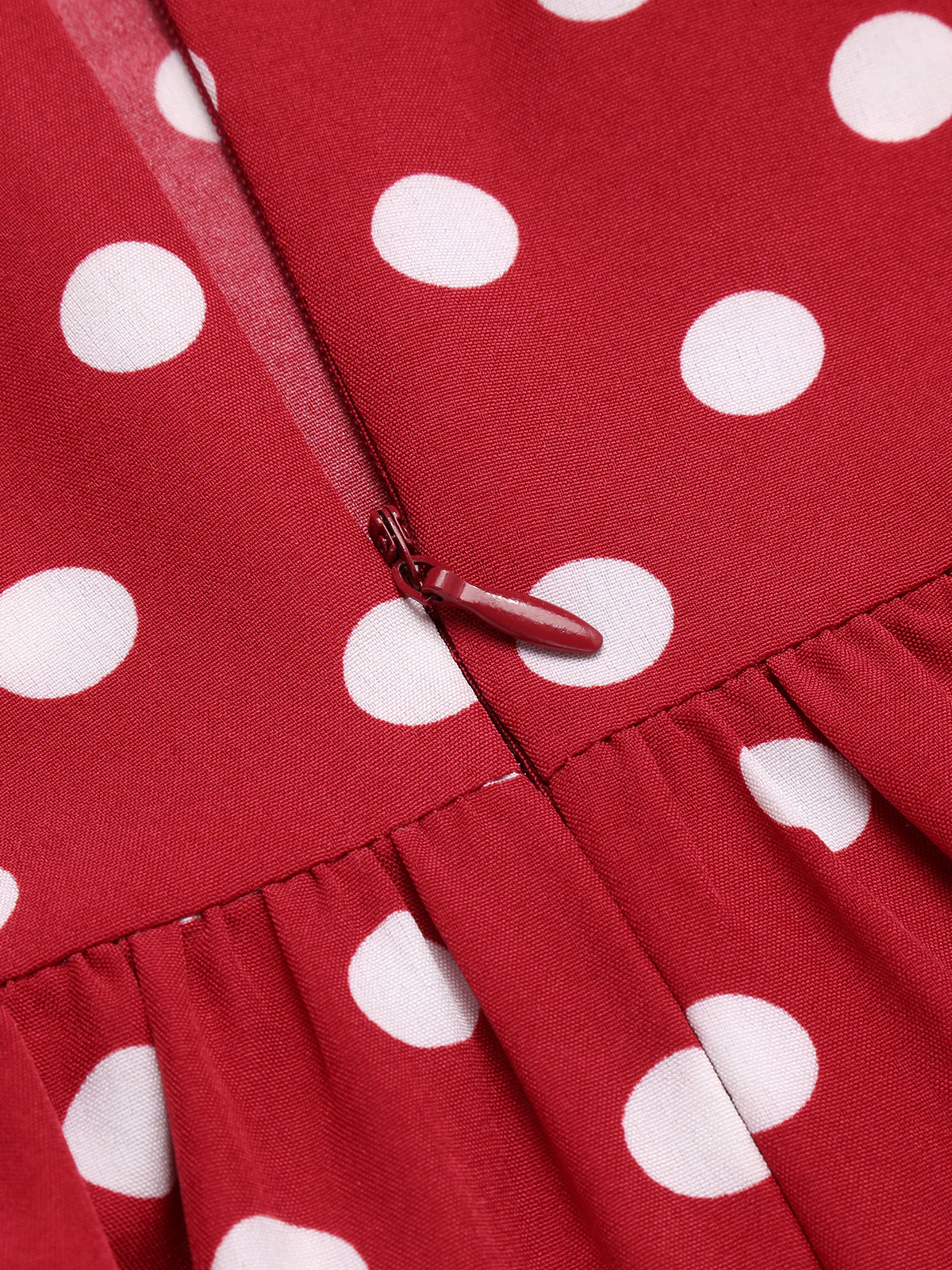Red 1950s Polka Dot Halter Dress - Image 7