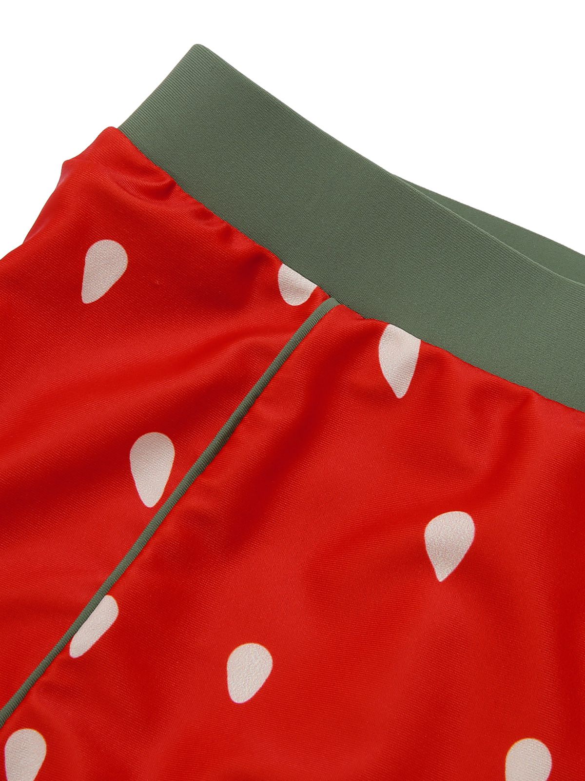 Red 1950s Strawberry Ruffle Strap Swimsuit - Image 7