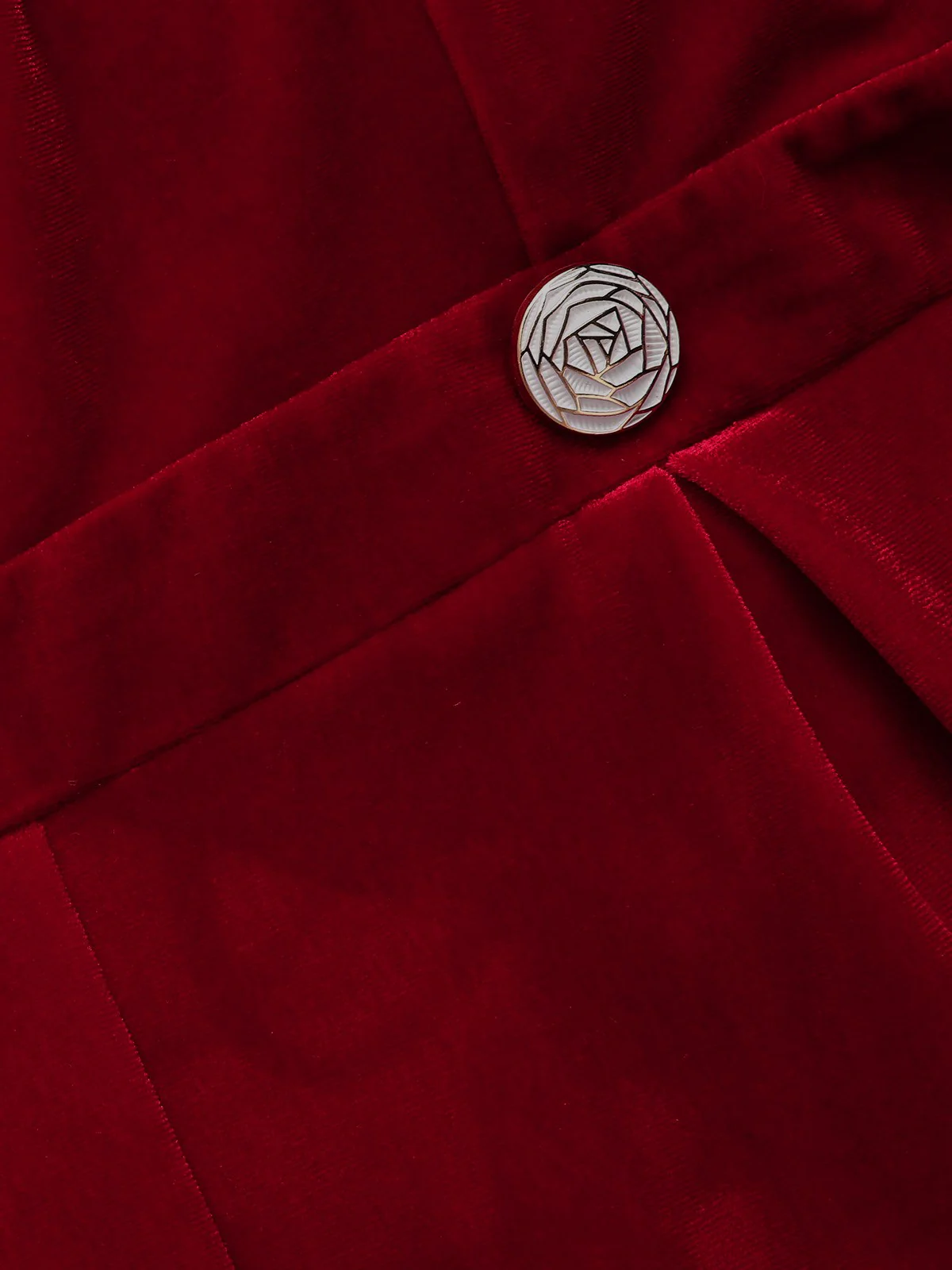 Red 1950s Velvet Off Shoulder Button Jumpsuit - Image 10