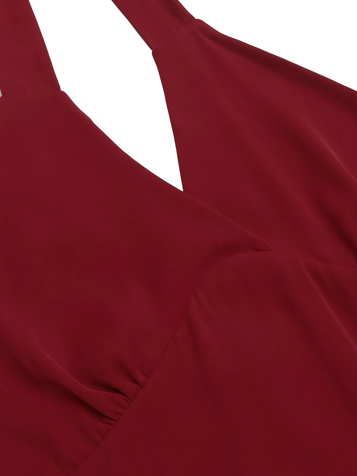 Red 1960s Solid Halter Bodycon Dress - Image 5
