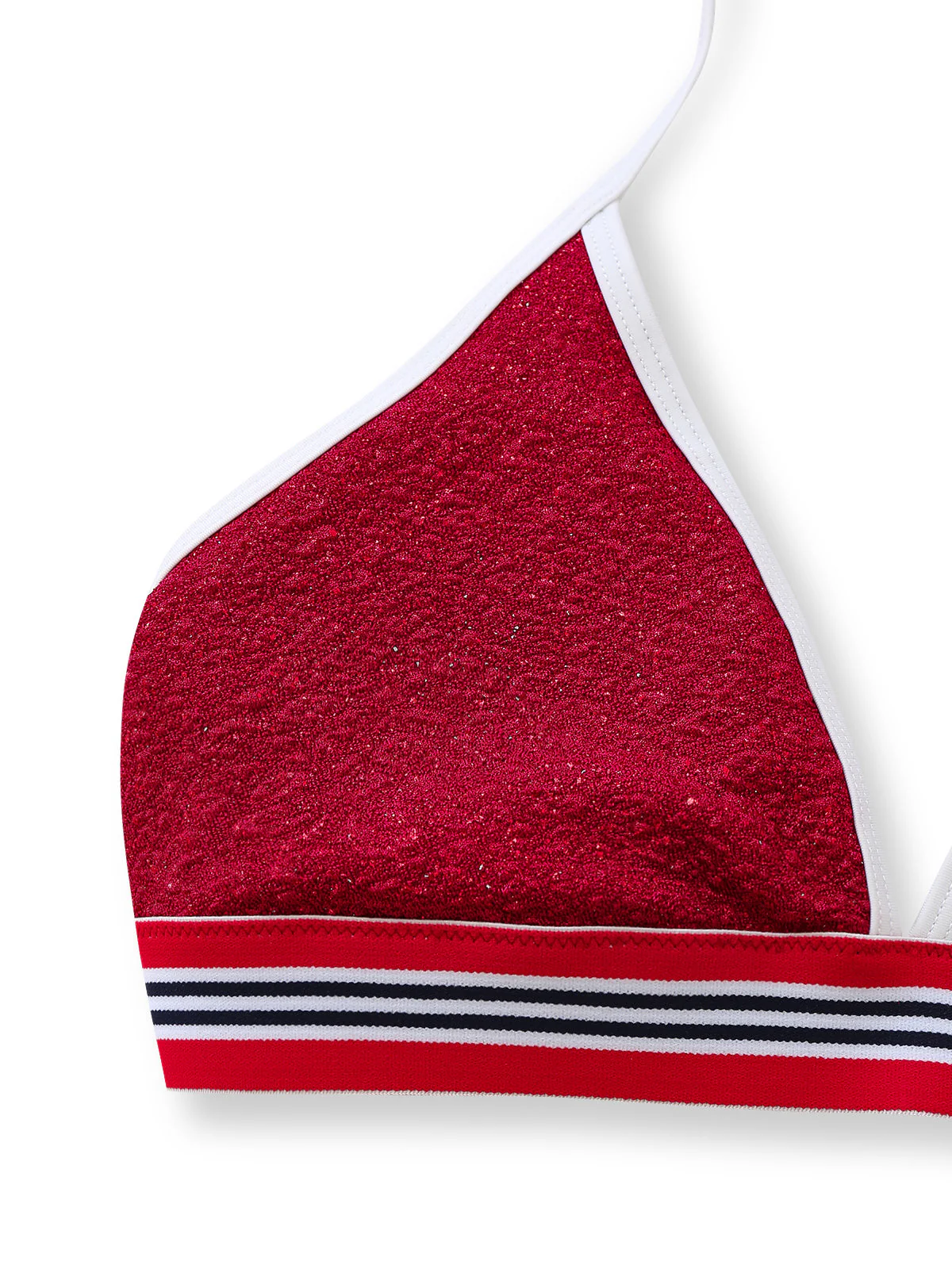 Red 1980s Glitter Halter High Waist Bikini Set - Image 4